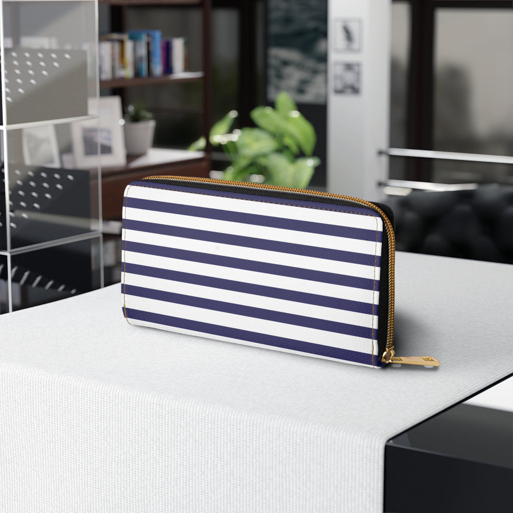 Nautical Stripe Zipper Wallet Stylish Coin Purse, Everyday Clutch, Travel Organizer, Gift for Her, Summer Accessories