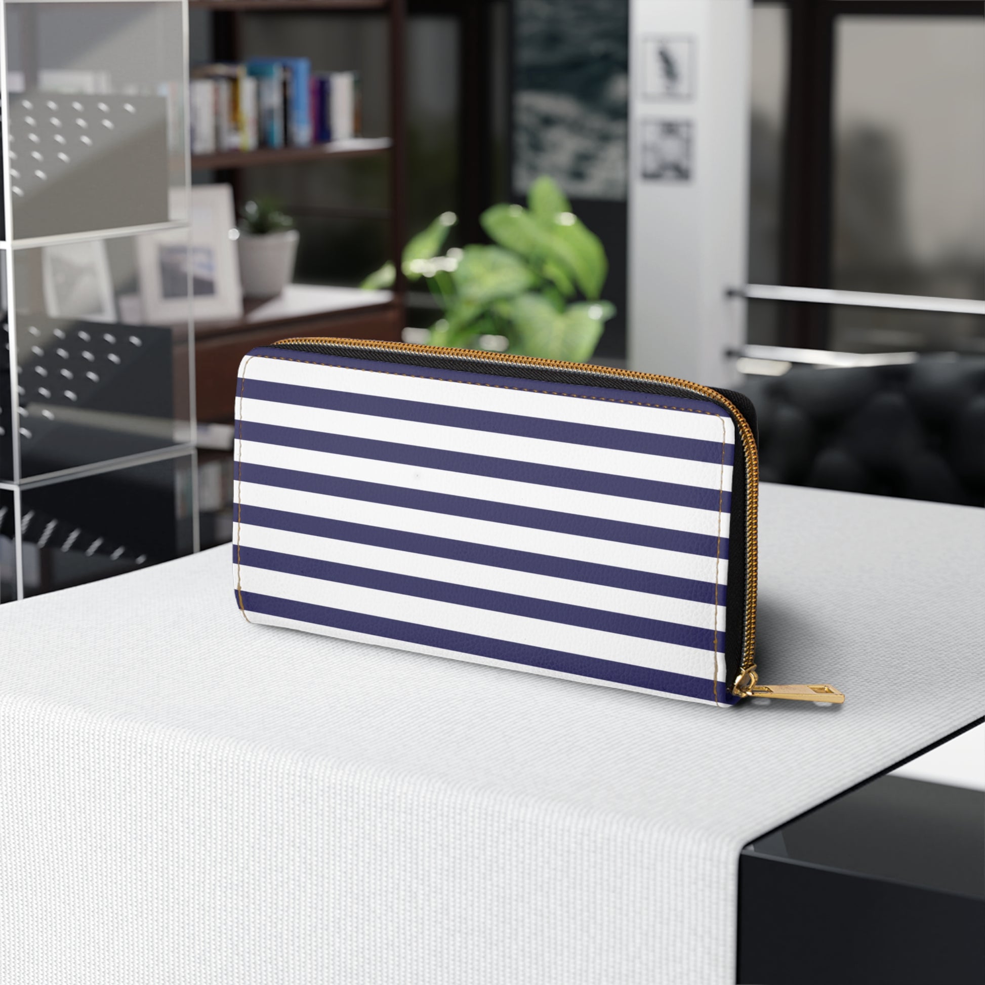 Nautical Stripe Zipper Wallet Stylish Coin Purse, Everyday Clutch, Travel Organizer, Gift for Her, Summer Accessories