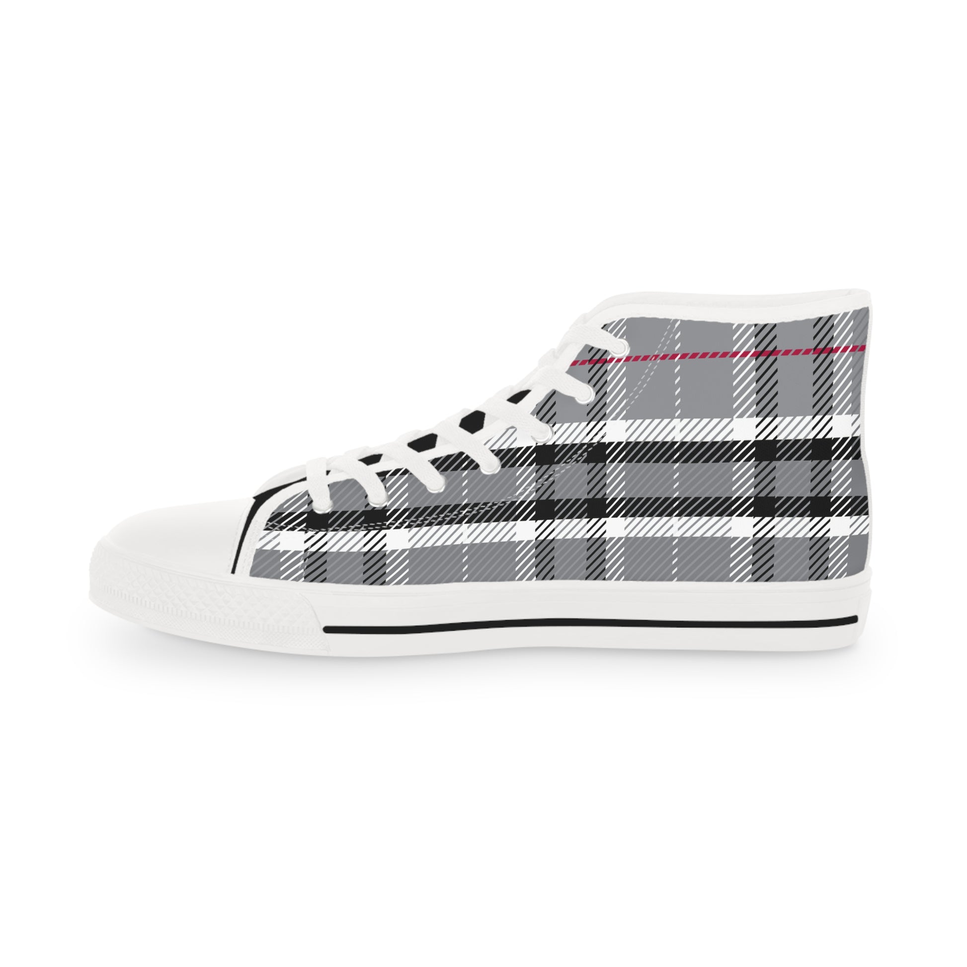 Designer Mens Stylish Grey Plaid High Top Sneakers for Men