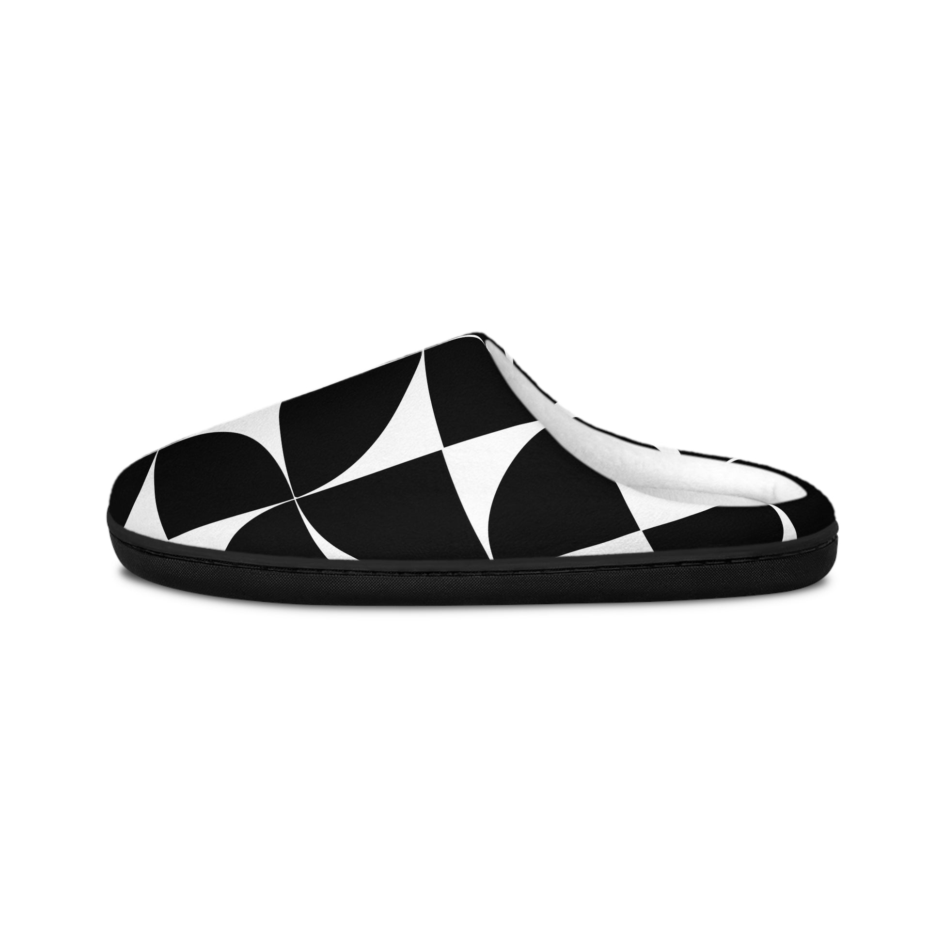 Chic Black and White Women's Indoor Slippers - Cozy House Footwear print slippers, cozy indoor footwear, women's home shoes, stylish house slippers, soft plush slippers, fashionable loungewear, warm winter footwear