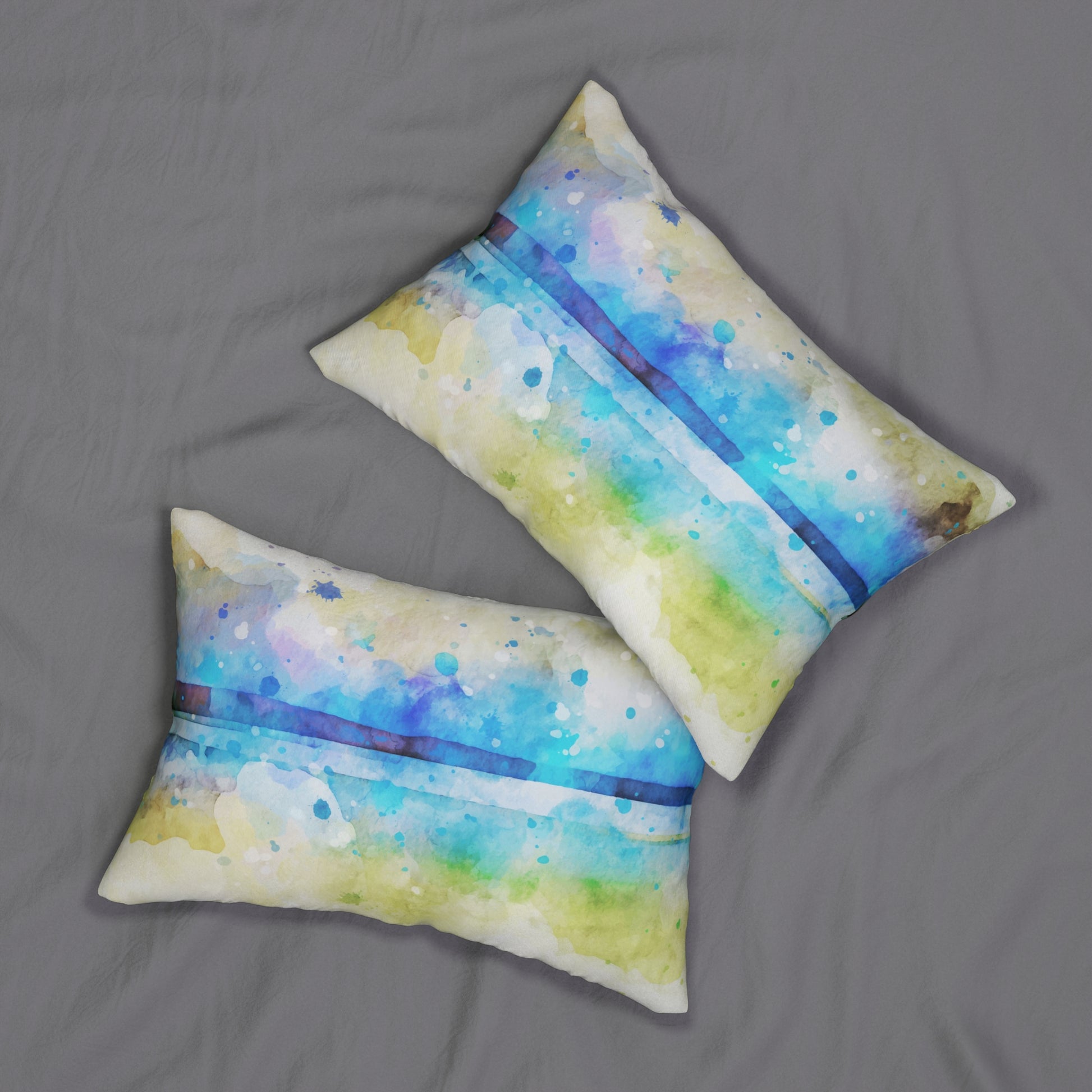Watercolor Beach Lumbar Pillow, Coastal Decor, Throw Pillow for Living Room, Beach House Gift, Ocean Vibes