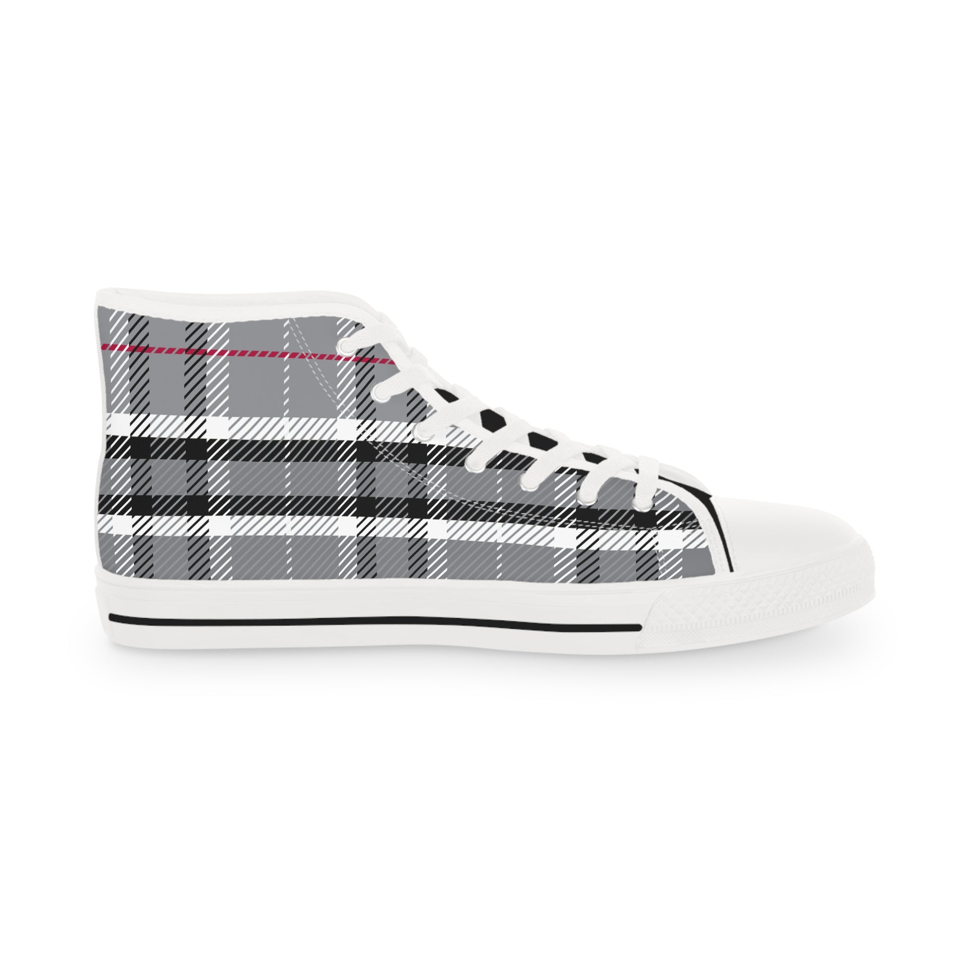 Designer Mens Stylish Grey Plaid High Top Sneakers for Men