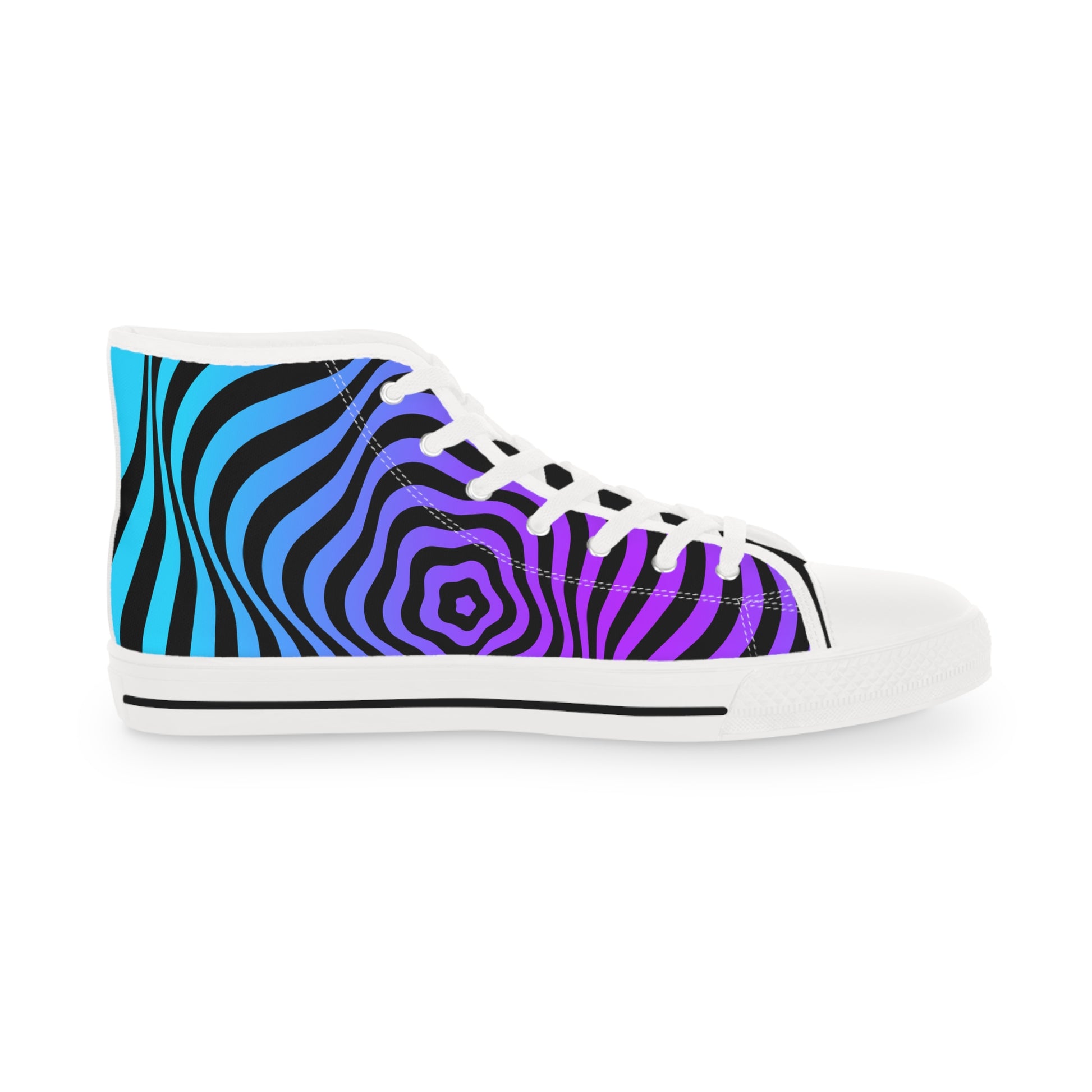 Mens Designer Psychedelic High Top Sneakers for Men Vibrant Striped Design Mens Sneakers Psychedelic High Top Sneakers | Vibrant Striped Designer Shoes for Men