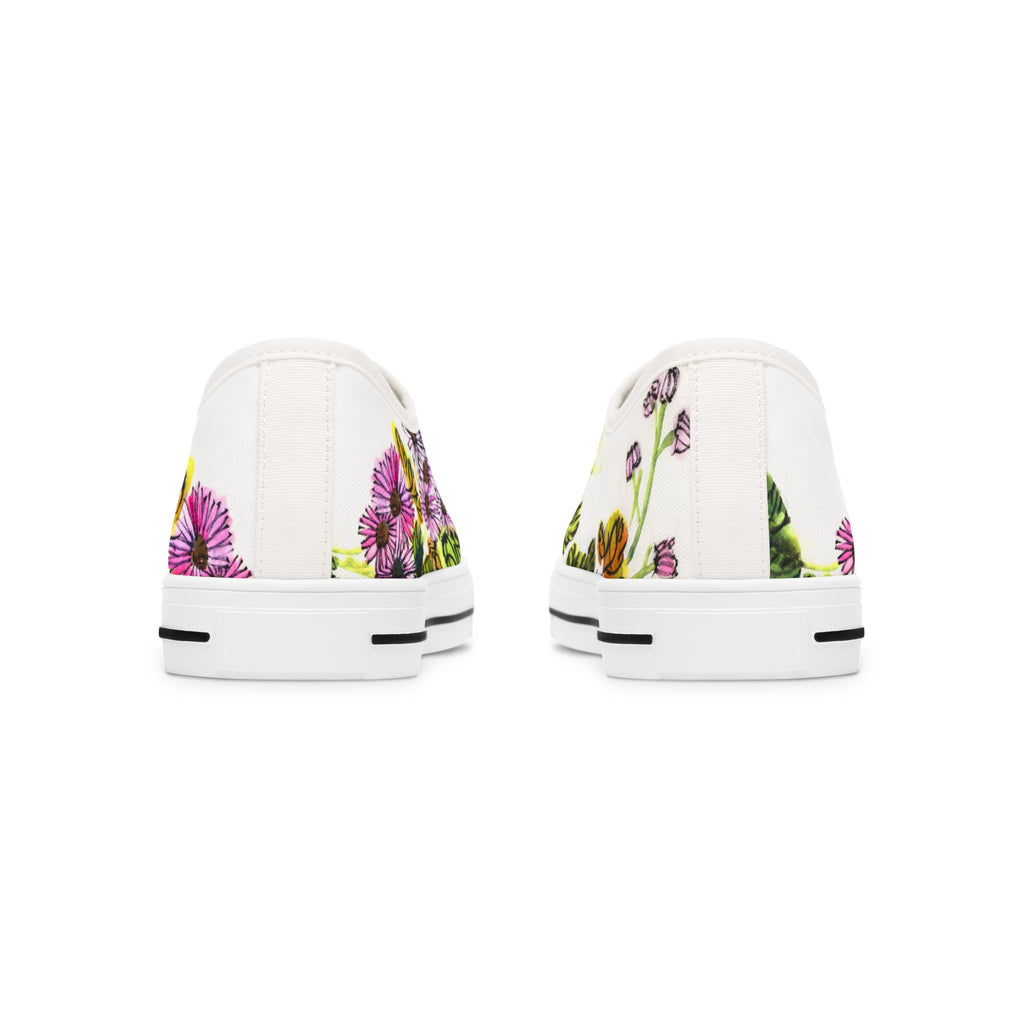 Floral Print Women&#039;s Low Top Sneakers, Casual Footwear, Spring Style, Eco-Friendly Gift, Everyday Comfort, Garden Party Shoes