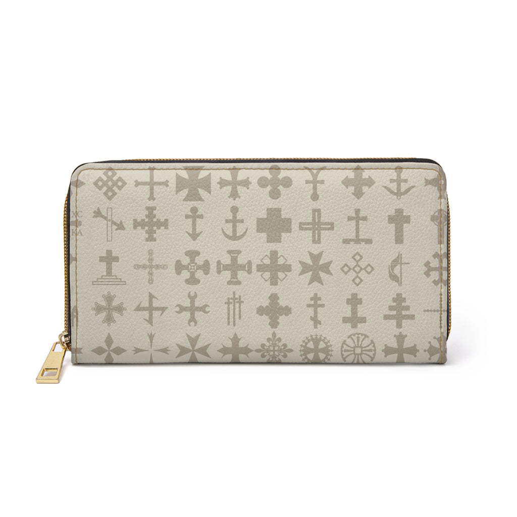 Stylish Cross Print Zipper Wallet | Elegant Storage for Essentials, Minimalist Wallet, Unique Gift, Everyday Use, Travel Accessory