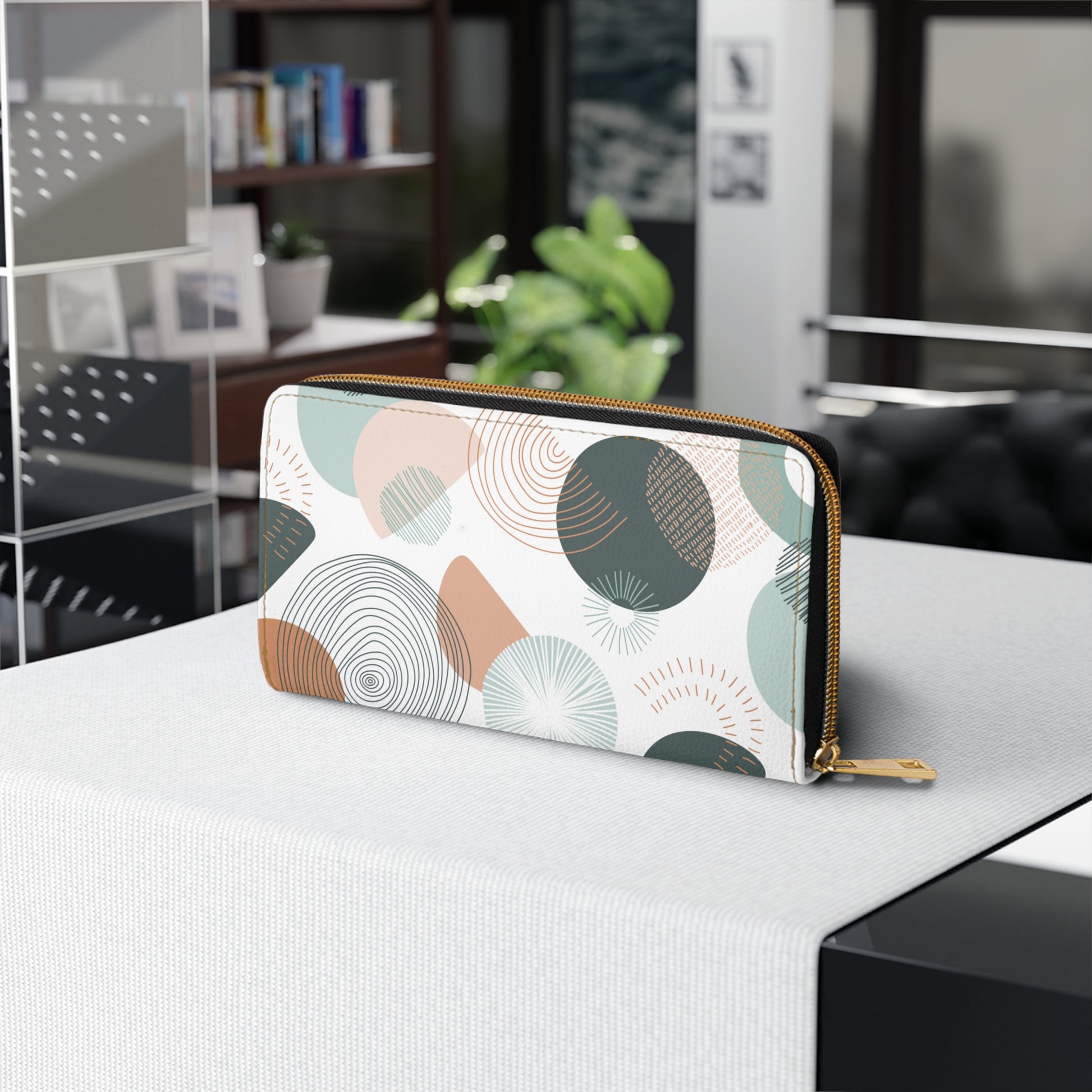 Modern Geometric Zipper Wallet, Stylish Purse, Unique Gift for Her, Minimalist Clutch, Trendy Accessory for Any Occasion, Everyday Use