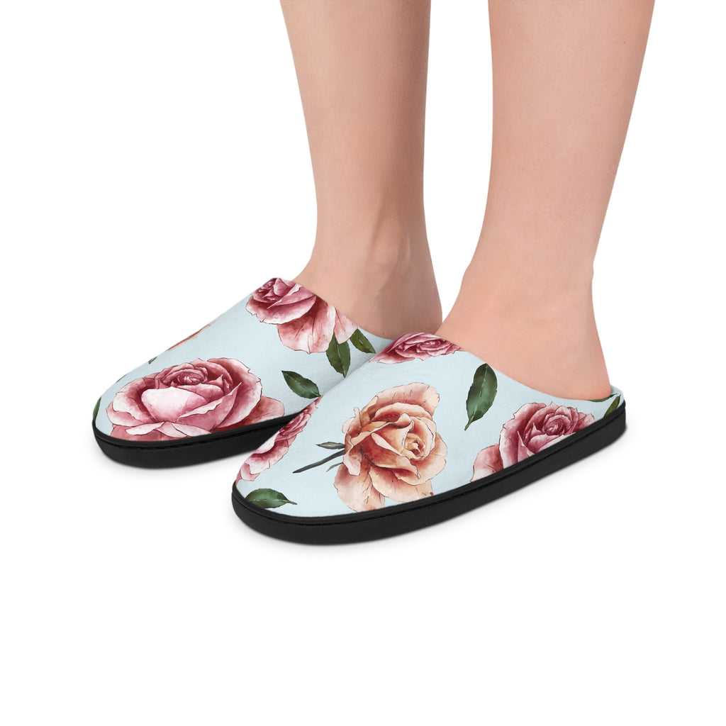 Rose Slippers For Gift For Her Floral Women's Indoor Slippers Cozy Rose Design for Relaxation
