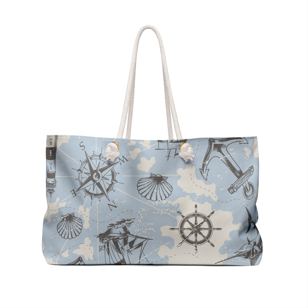 Nautical Weekender Bag Weekender Tote Bag Oversized Bag Lined Beach Tote Lake Trip Bag Travel Great Vacation Spring Break Tote Bag
