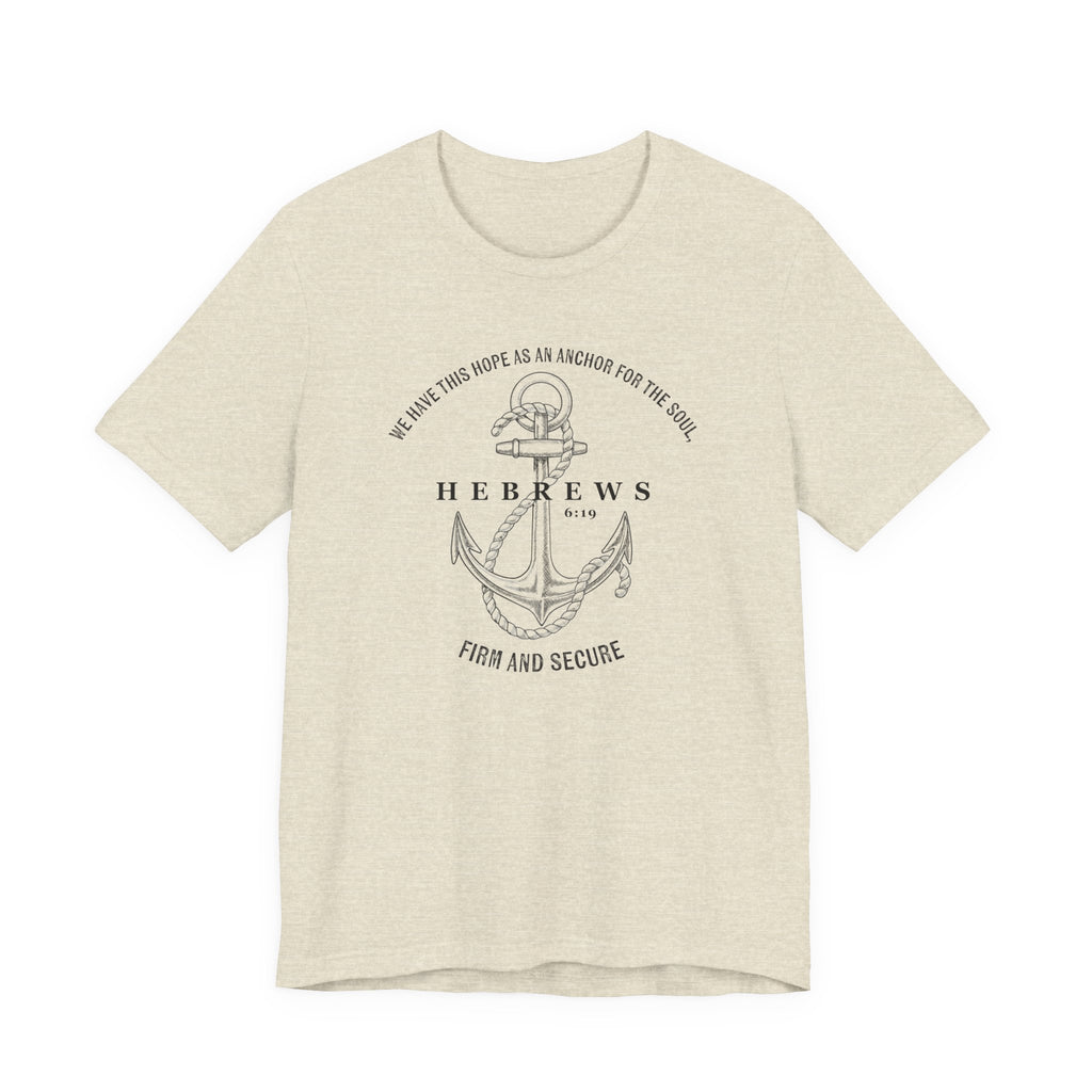 Faith-Inspired Unisex Anchor Tee Hebrews 6:19 Bible Verse Christian Shirt Bible Verse T-Shirt, Religious Outfit Christian Jesus Shirt Religious Gift Shirt