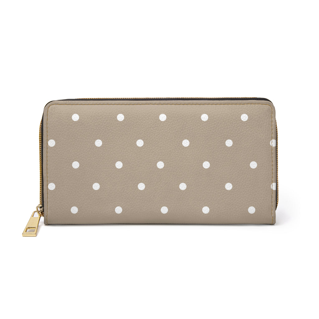 Stylish Tan  Polka Dot Mod Zipper Wallet for Everyday Use, Gift for Her, Minimalist Purse, Travel Essential, Unique Design, Fashion Accessory