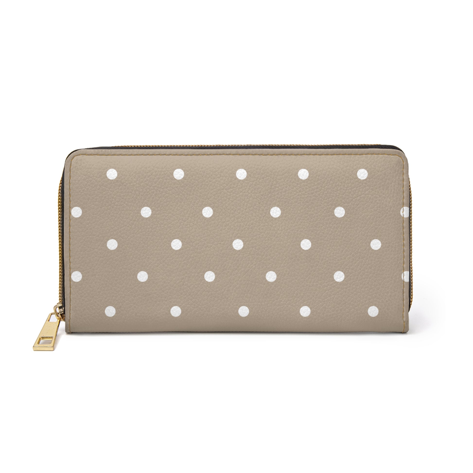 Stylish Tan  Polka Dot Mod Zipper Wallet for Everyday Use, Gift for Her, Minimalist Purse, Travel Essential, Unique Design, Fashion Accessory