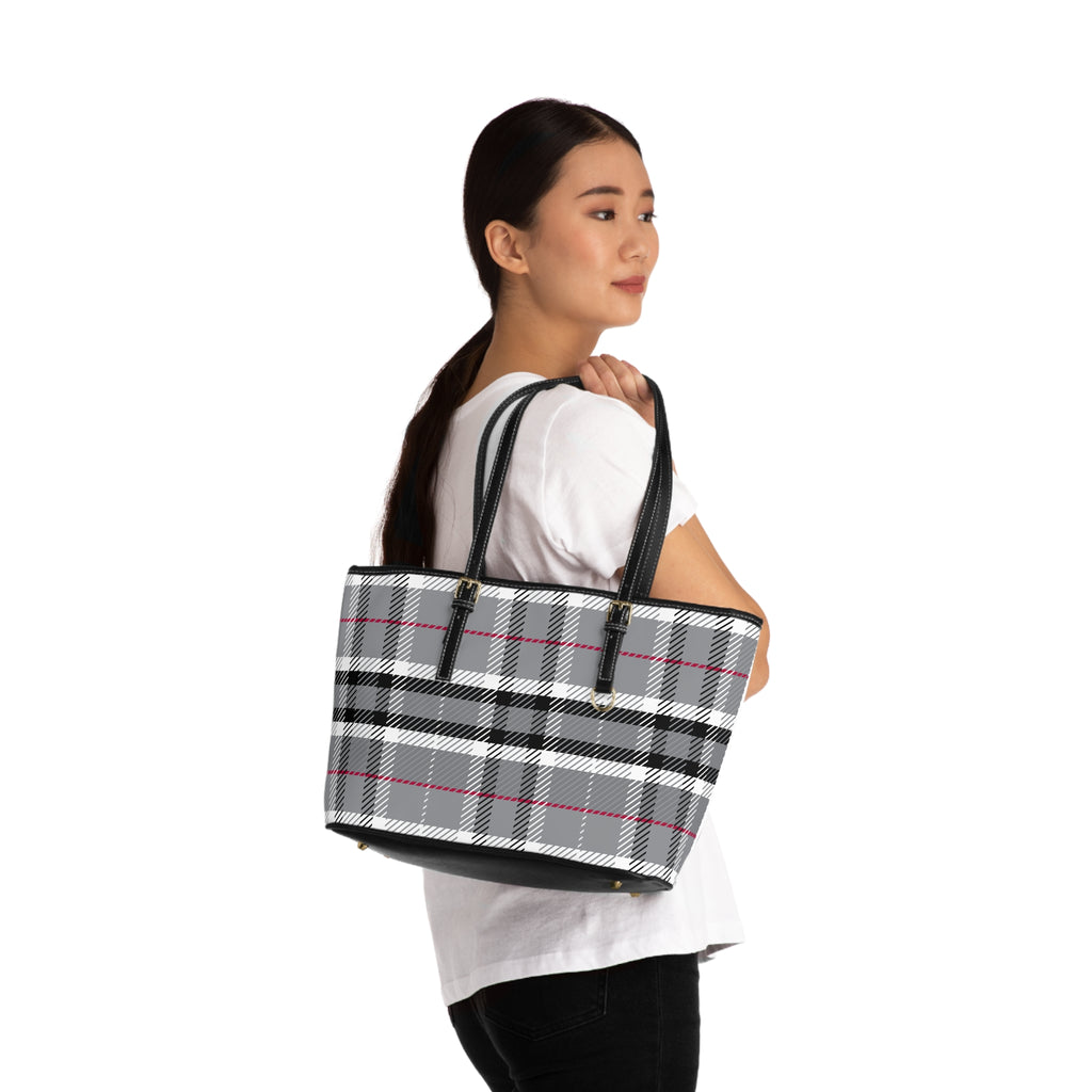 Make Your Fashion Statement With This Chic Black and White PU Leather Plaid Shoulder Bag Luxury Rose Print PU Leather Tote Bag, Stylish Handbag, Chic Accessory, Everyday Use, Great for Gifts, Summer Outings, Fashionable. Limited Supply!