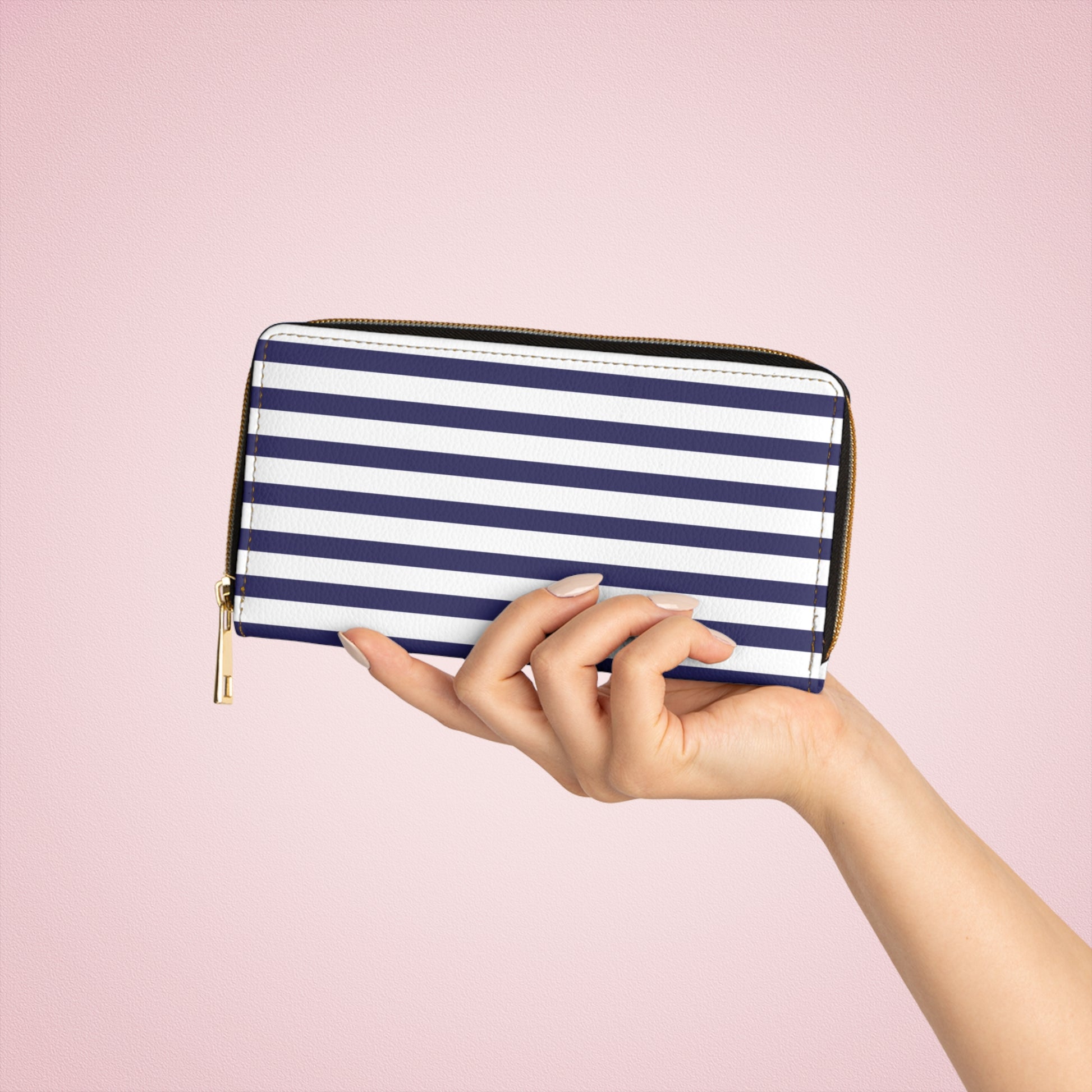 Nautical Stripe Zipper Wallet Stylish Coin Purse, Everyday Clutch, Travel Organizer, Gift for Her, Summer Accessories