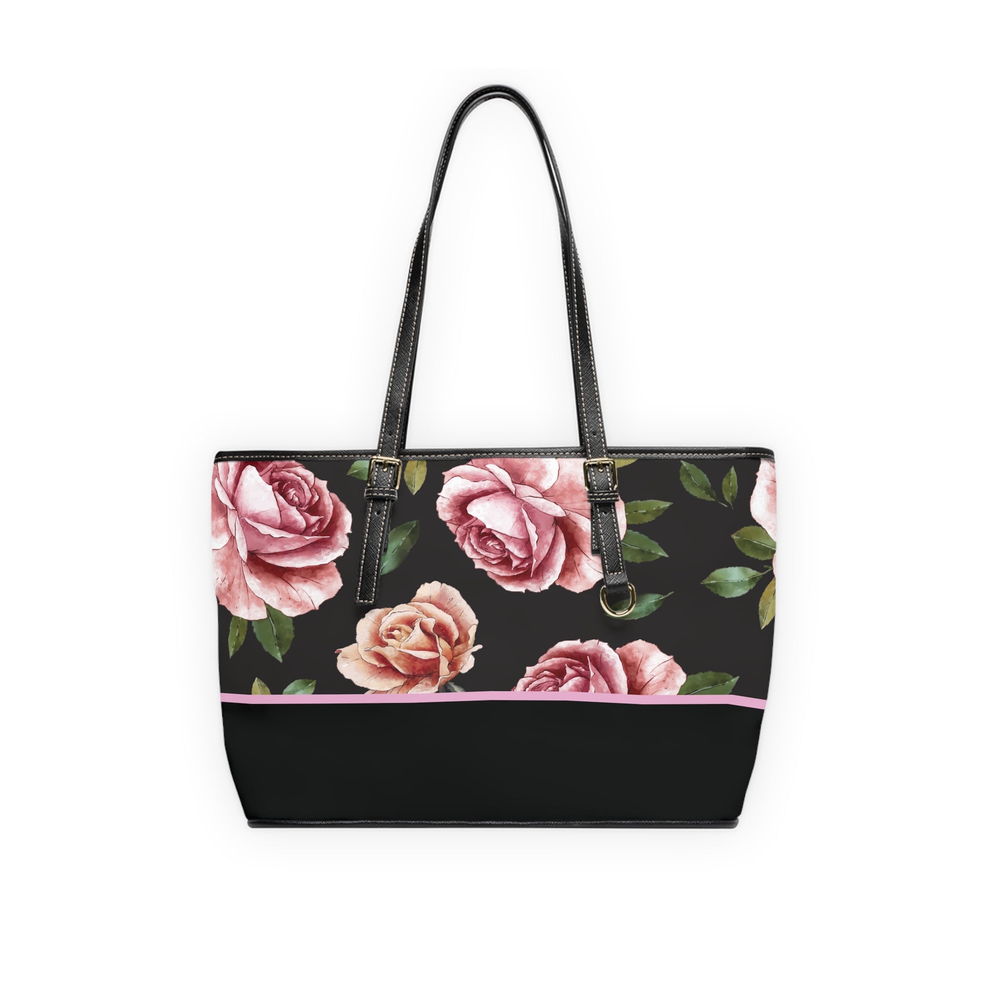 Luxury Rose Print PU Leather Tote Bag, Stylish Handbag, Chic Accessory, Everyday Use, Great for Gifts, Summer Outings, Fashionable