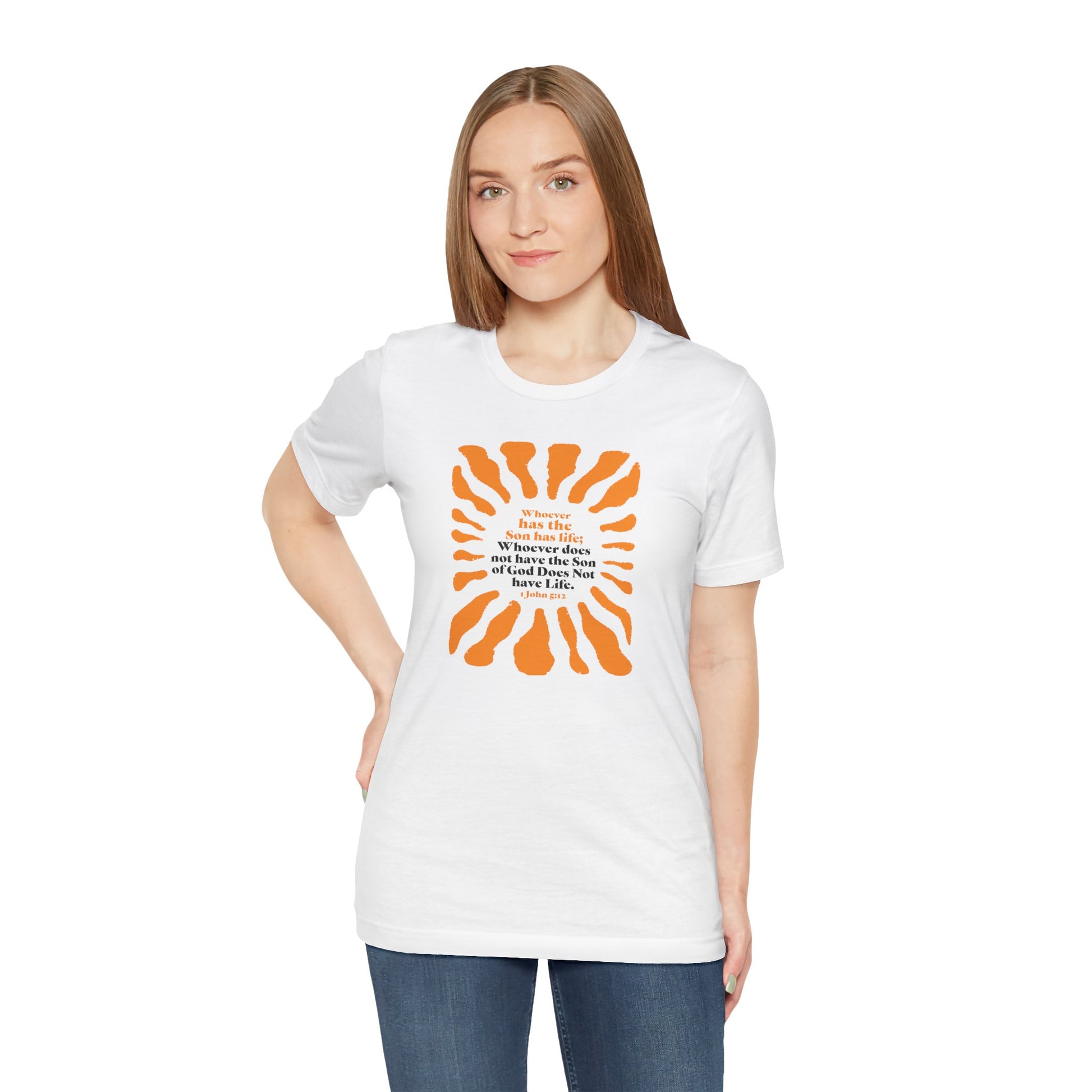 Inspirational Tee 'Whoever has the Son has Life' Bible Verse Tee for Christian Men Women Christian Shirt Bible Verse T-Shirt Religious Jesus Shirt Religious Gift Shirt