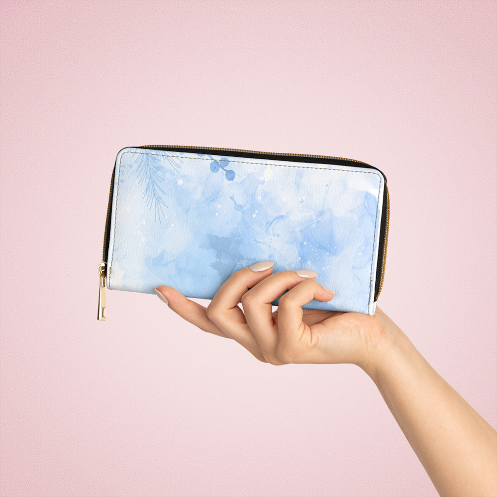 Watercolor Blue Zipper Wallet, Stylish Purse for Fashion Lovers, Ideal for Gifts, Travel, Everyday Use, Womens Accessories