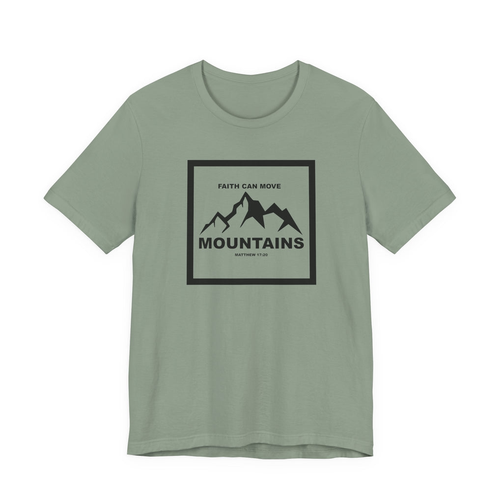 Christian Shirt Bible Verse T-Shirt Religious Outfit Jesus Shirt Inspirational Mountain Graphic Tee  Scripture Bible Verse "Faith Can Move Mountains" Tee For Her Him Gift