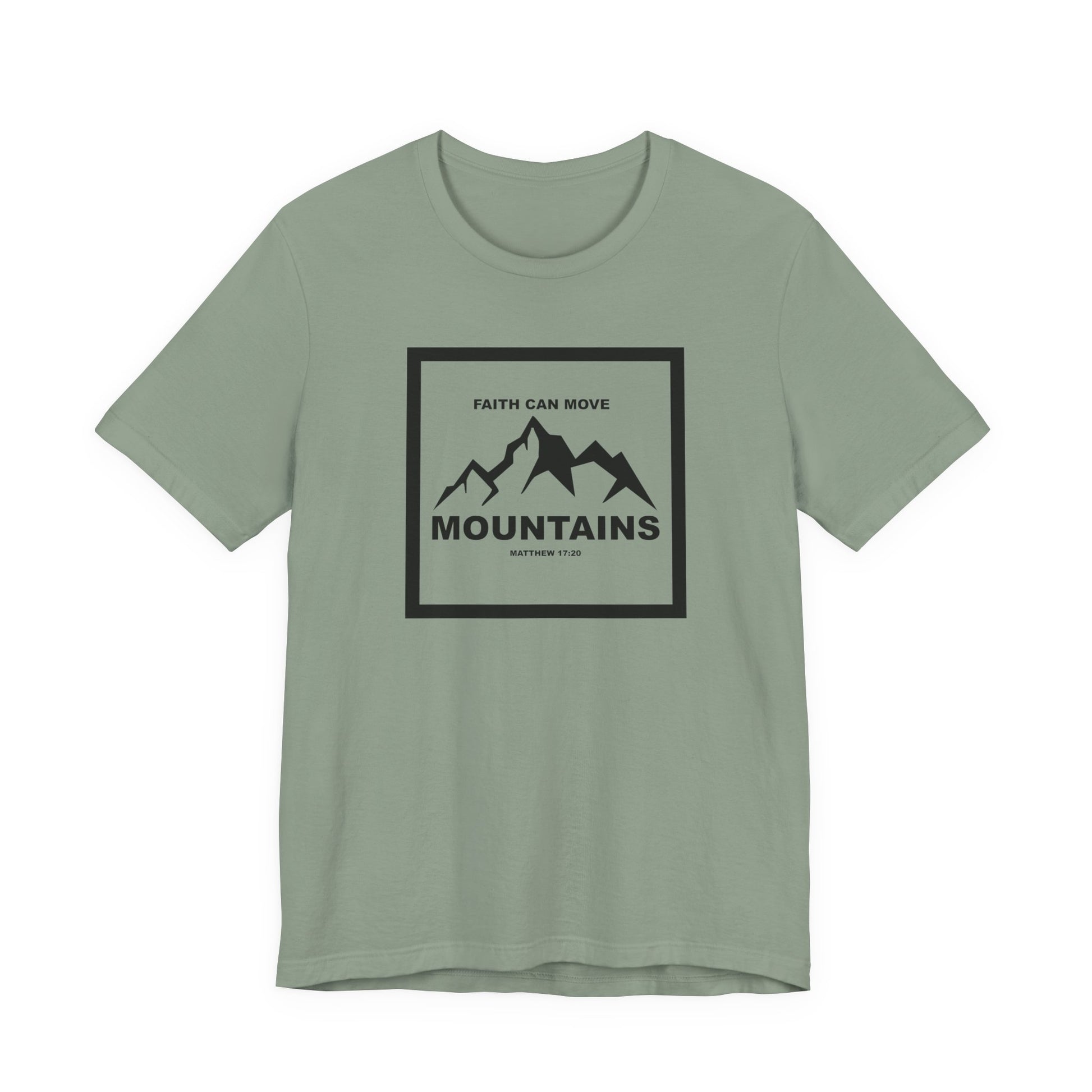 Christian Shirt Bible Verse T-Shirt Religious Outfit Jesus Shirt Inspirational Mountain Graphic Tee  Scripture Bible Verse "Faith Can Move Mountains" Tee For Her Him Gift