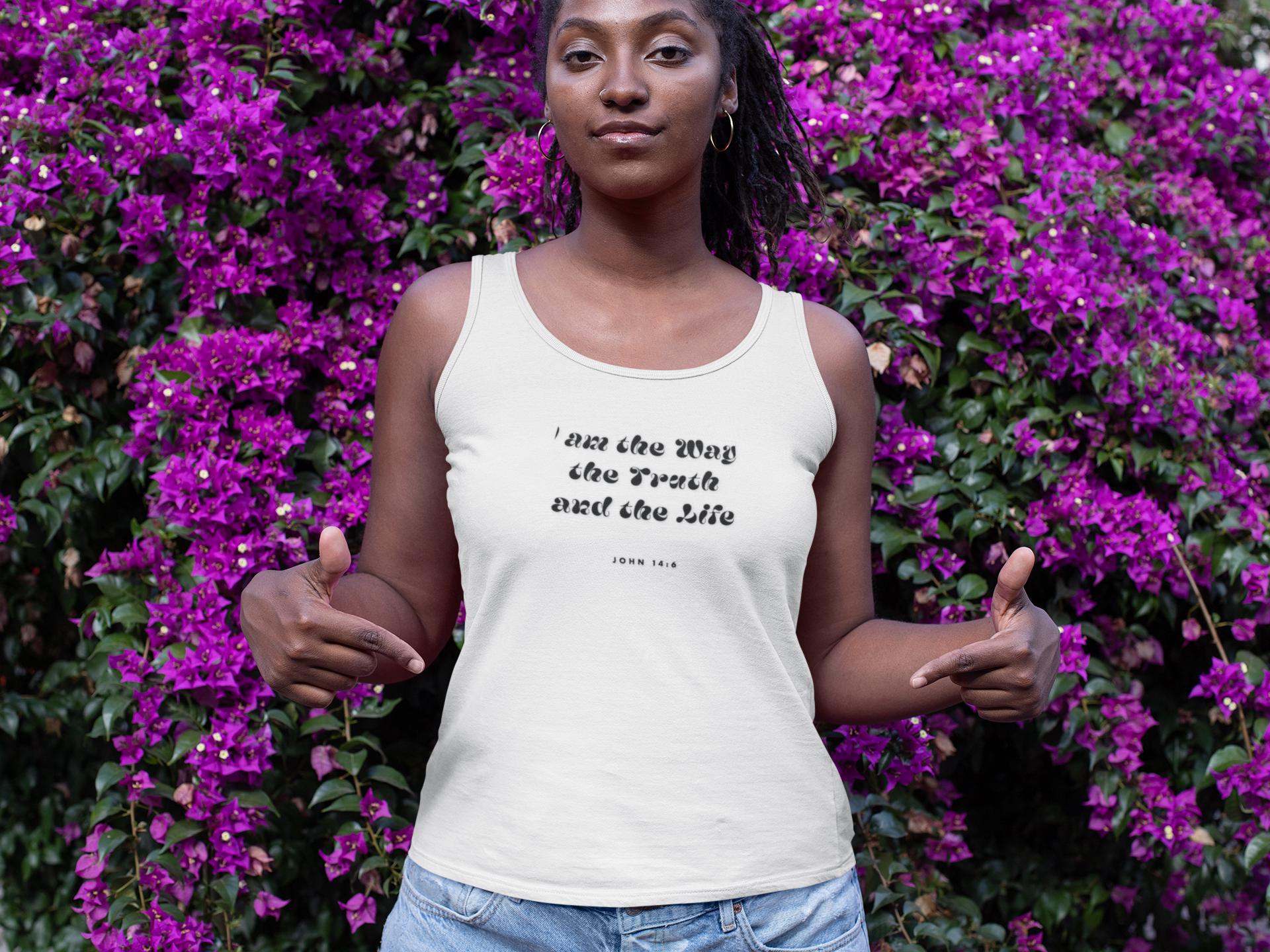 Inspirational Tank Top For Christian Men Women Bible Verse Tee I am The Way Truth And Life John 14:6 Scripture For Faith Tee Apparel