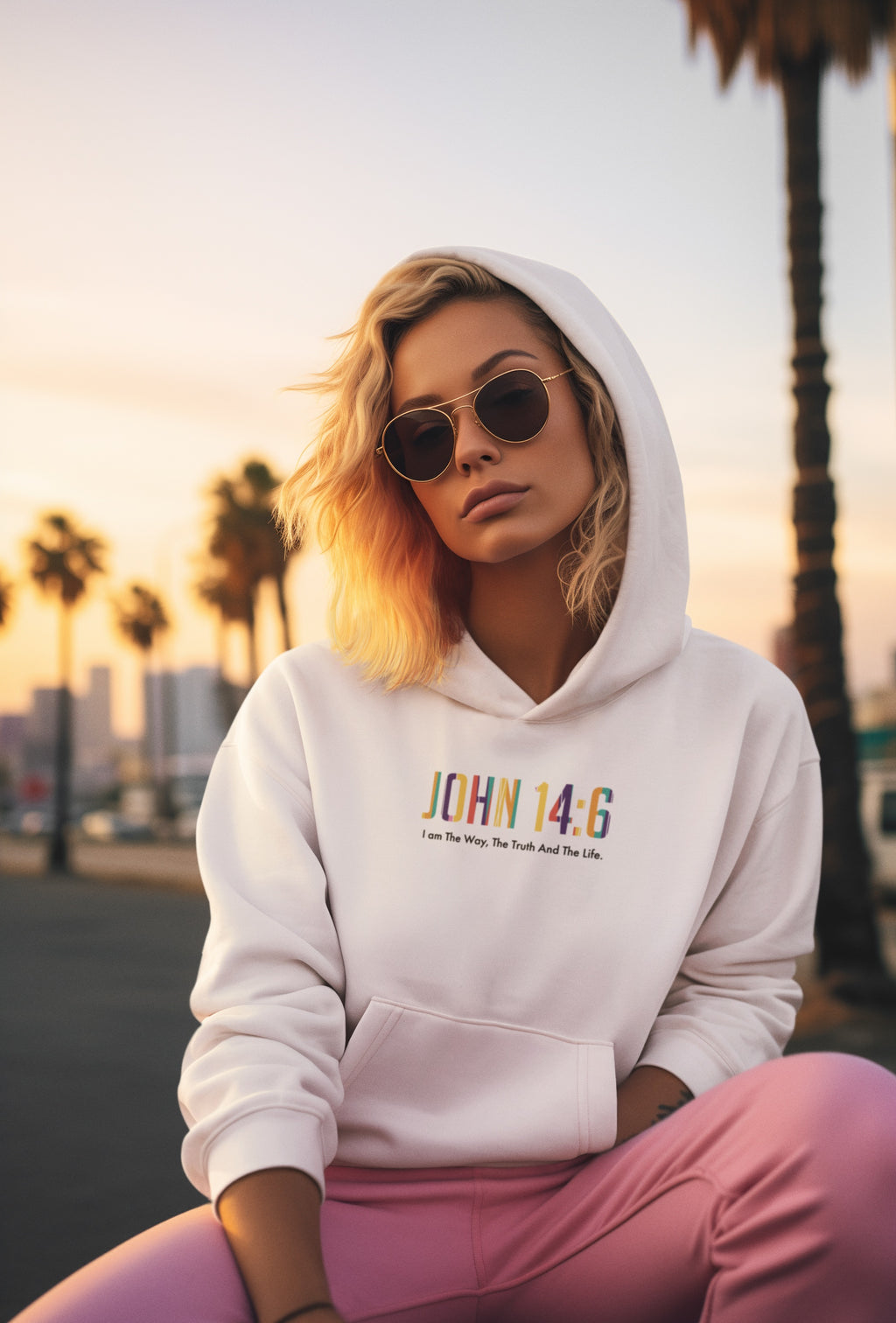 Faith Inspired Unisex EcoSmart Hoodie John 14:6 Inspirational Sweatshirt For Christian Men Women Bible Verse I Am The Way And The Truth for Gift Mom Dad Hooded Sweatshirt Apparel