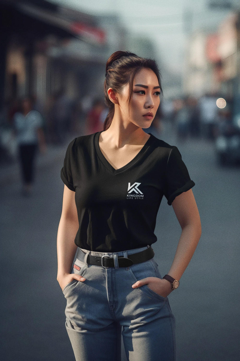 V Neck Tshirt For Christian Men Women Tee Black Short Sleeve V-Neck Religious Tee For Mom Dad Gift Inspirational t-shirts - A Kingdom Lifestyle