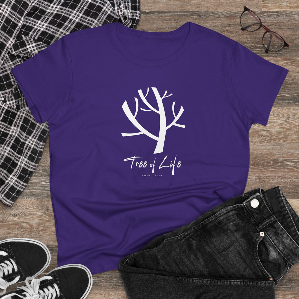 Women's Midweight Cotton Tee Scripture Tree of Life Tee For Her Religious Tshirt Birthday Gift