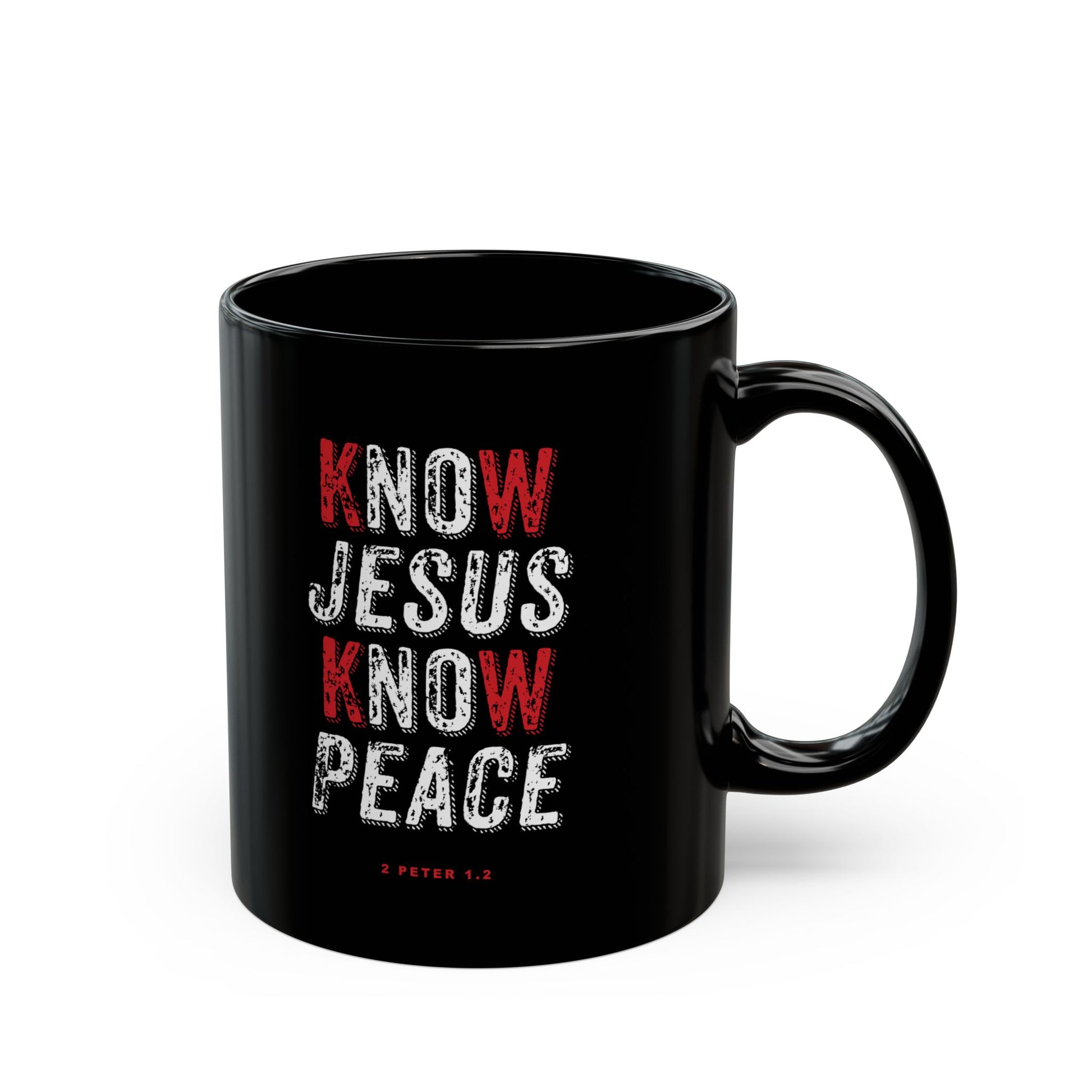 Black Coffee Mug Gift Coffee Cup Christian Verse Know Jesus Know Peace Scripture Graphic Drink Cup Mom Dad Cup