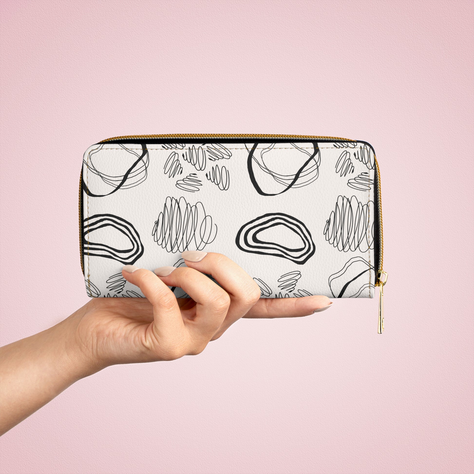 Modern Abstract Zipper Wallet, Minimalist Purse, Graphic Wallet, Stylish Organizer, Chic Gift for Her, Everyday Essentials