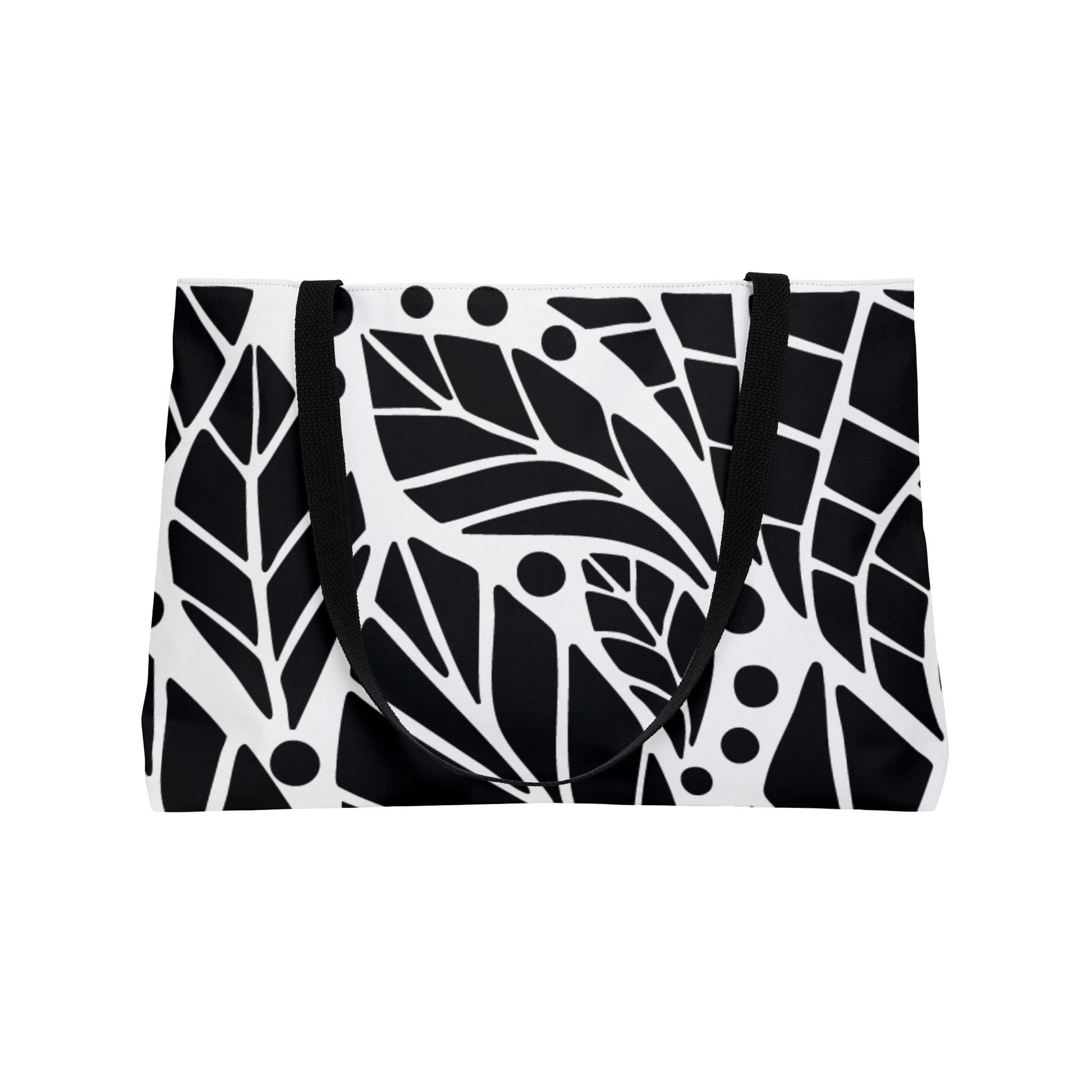 Elegant Black and White Leaf Pattern Weekender Tote Bag | Travel, Beach, Stylish, Gift for Her, Eco-Friendly, Large Capacity