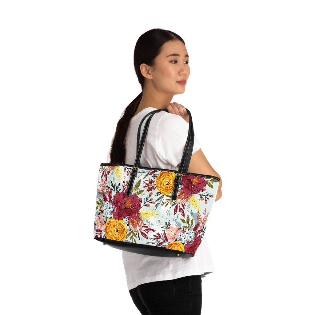 Spring Floral Weekender Tote Bag Perfect for Travel & Everyday Use Floral Bag Chic for Every Occasion Floral Elegant Flower Weekend Bag, Women's Gift, Travel Bag, Floral Print Accessory Floral PU Leather Shoulder Bag Stylish Tote for Every Occasion