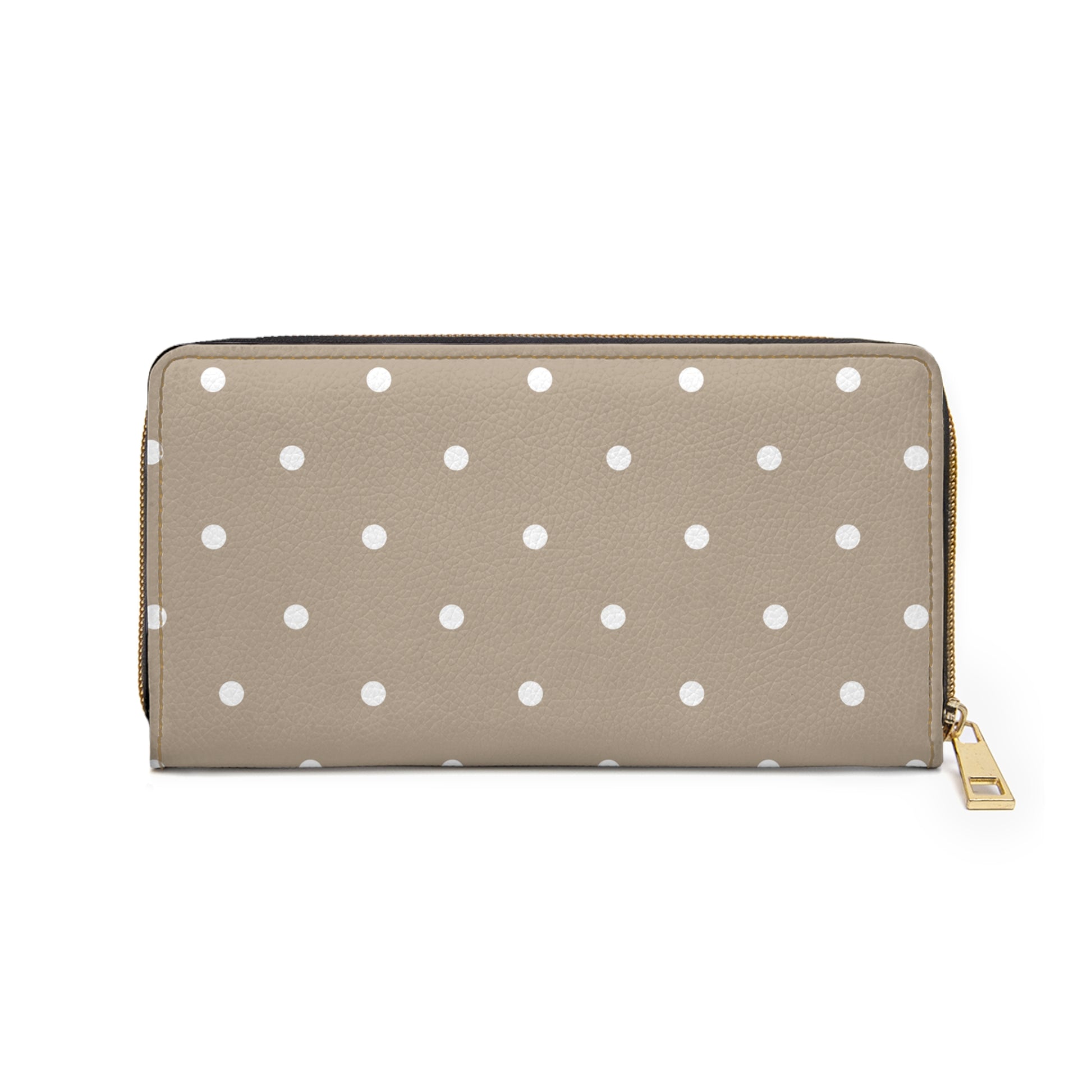 Stylish Tan  Polka Dot Mod Zipper Wallet for Everyday Use, Gift for Her, Minimalist Purse, Travel Essential, Unique Design, Fashion Accessory