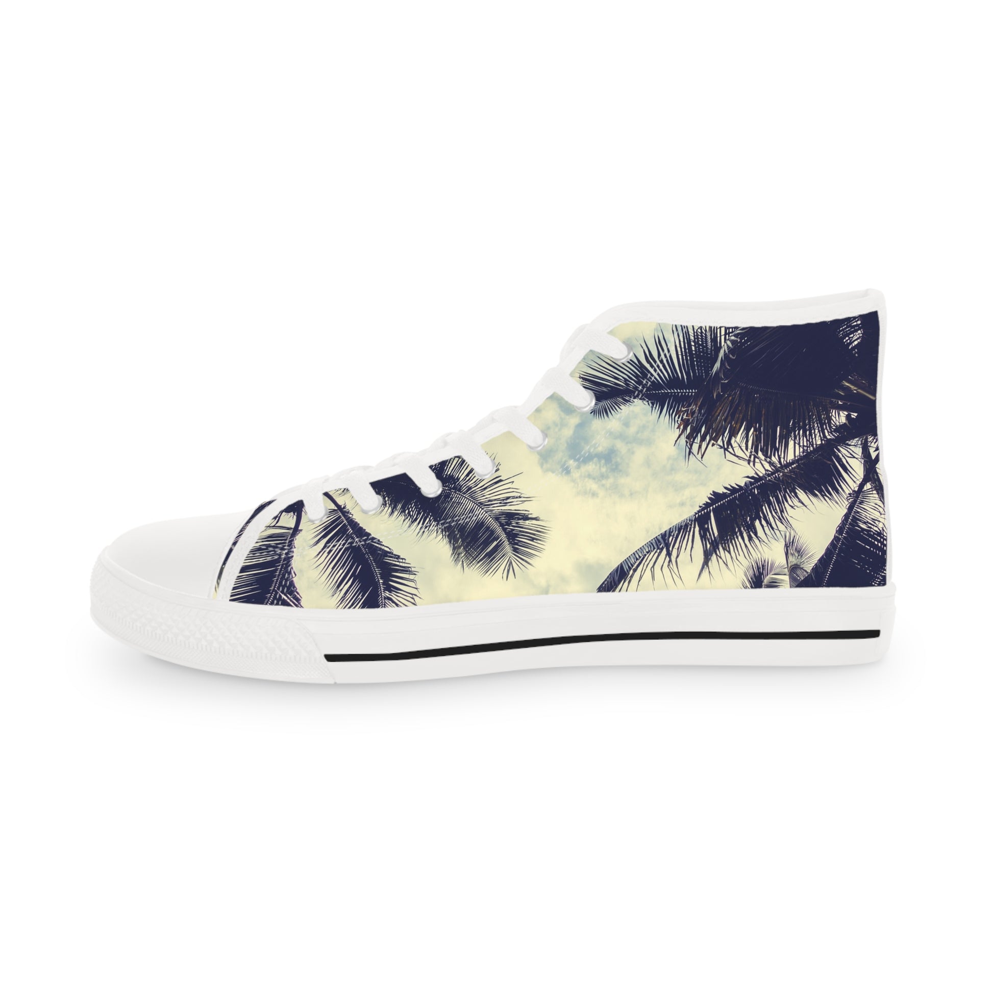Mens Designer Tropical High Top Sneakers Palm Tree Design for Summer Adventures Beach Sneakers