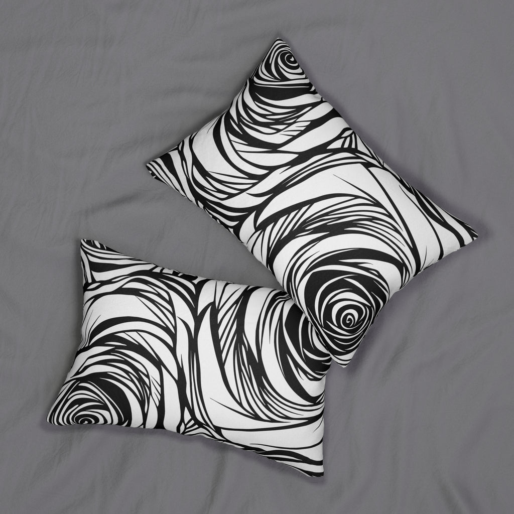Elegant Black and White Floral Lumbar Pillow, Modern Home Decor, Gift for Her, Accent Pillow for Living Room, Unique Wedding Gift, Sofa