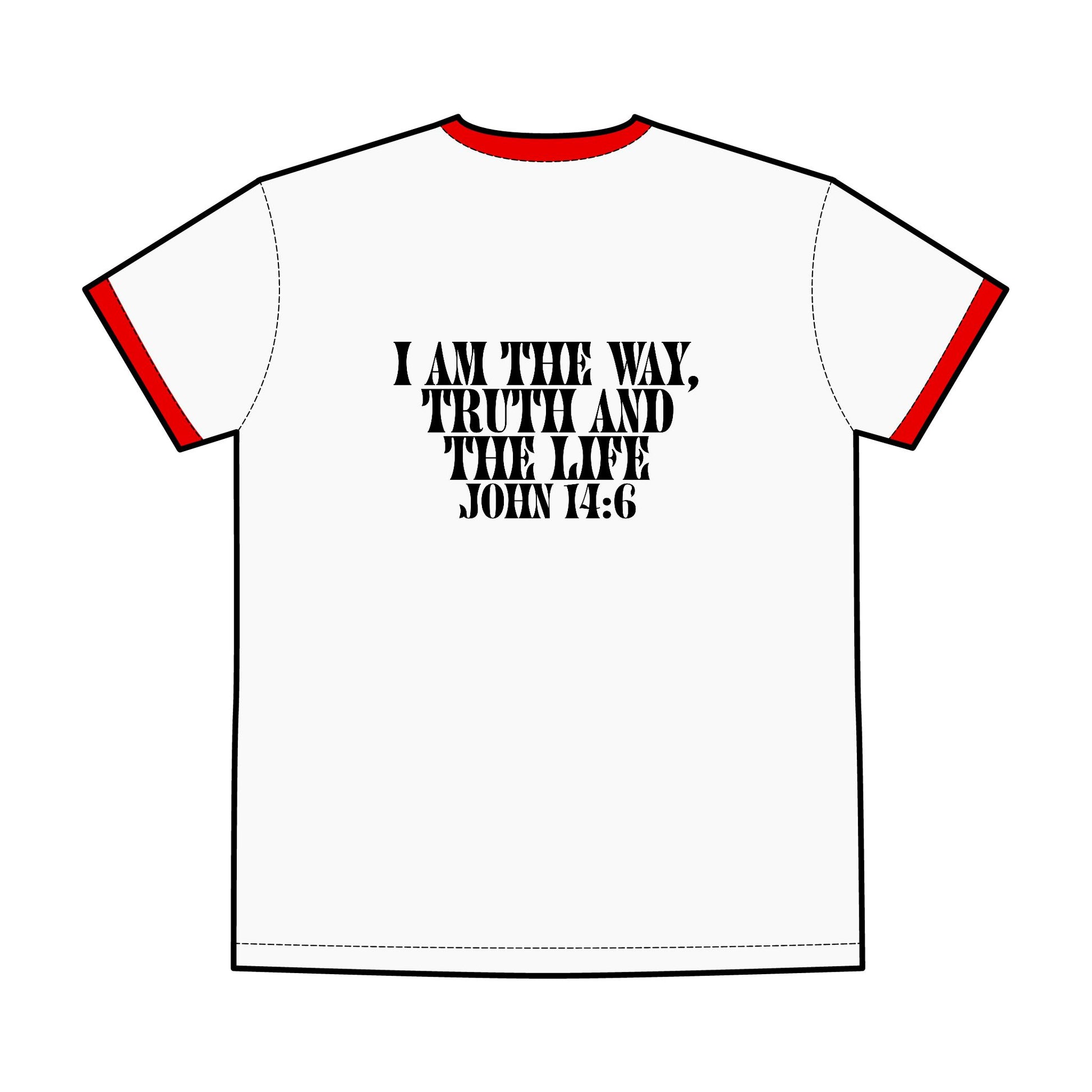 I Am The Way Truth And The Life Scripture Graphic T-Shirt, Bible Verse John 14:6, Christian Men's Staple Ringer Tee, Apparel