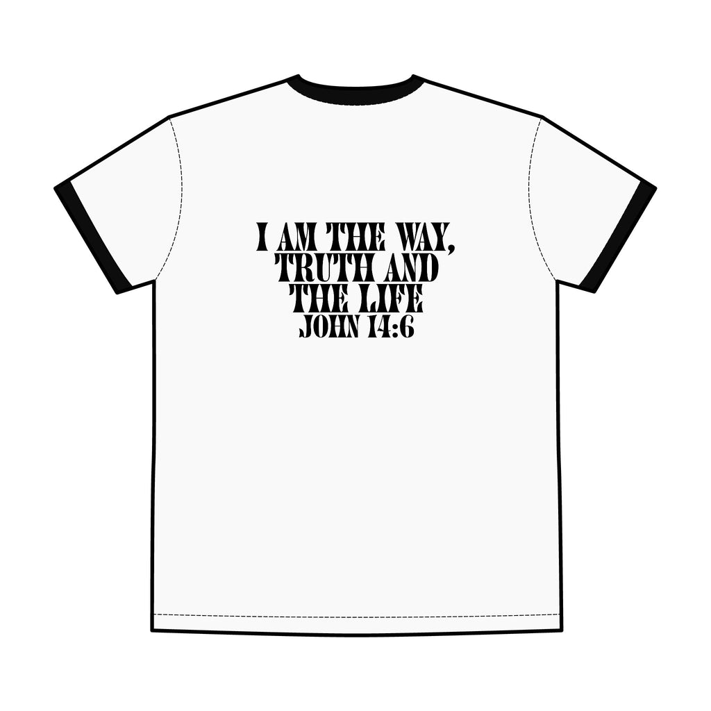 I Am The Way Truth And The Life Scripture Graphic T-Shirt, Bible Verse John 14:6, Christian Men's Staple Ringer Tee, Apparel