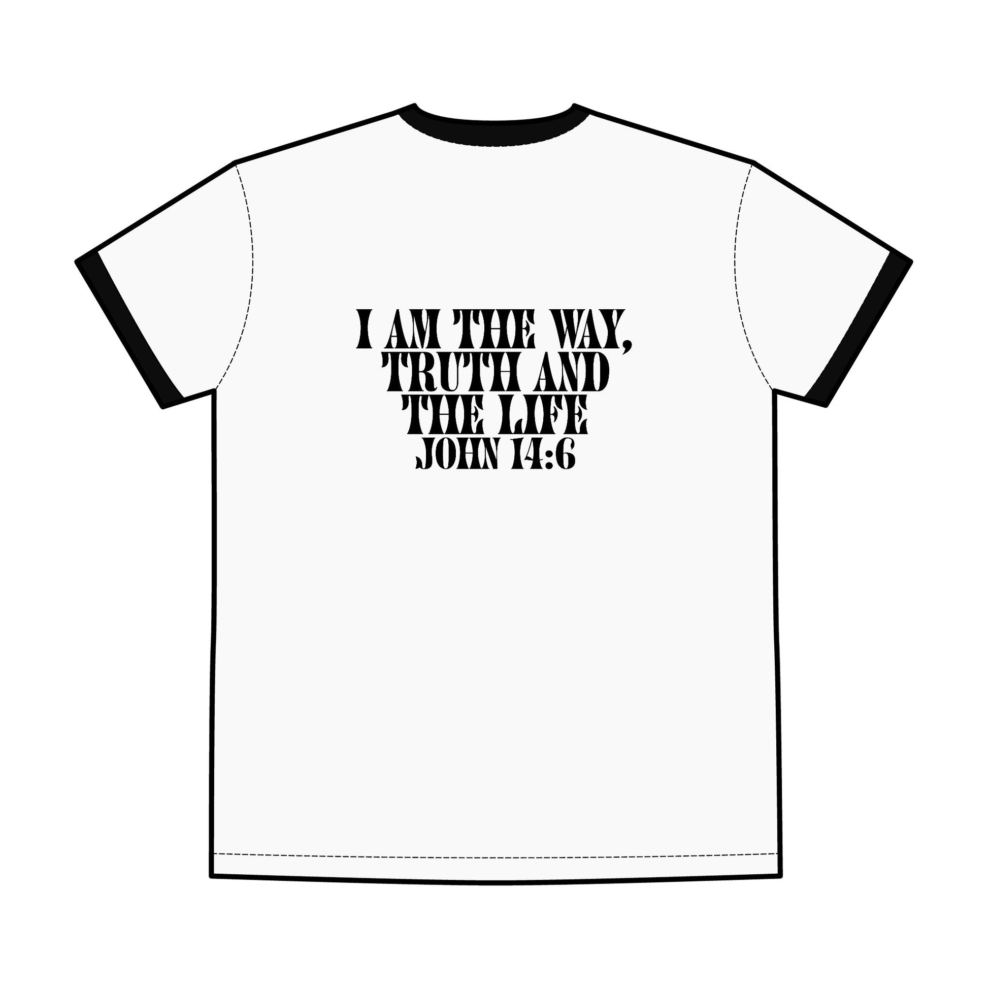 I Am The Way Truth And The Life Scripture Graphic T-Shirt, Bible Verse John 14:6, Christian Men's Staple Ringer Tee, Apparel