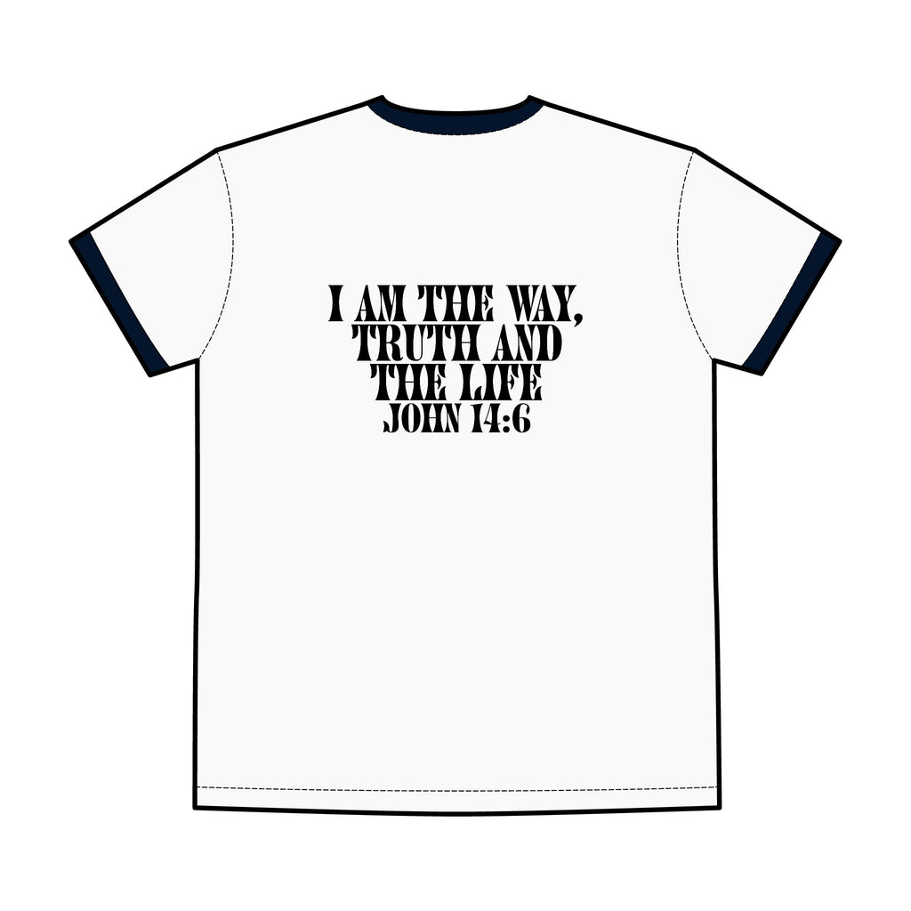 I Am The Way Truth And The Life Scripture Graphic T-Shirt, Bible Verse John 14:6, Christian Men's Staple Ringer Tee, Apparel