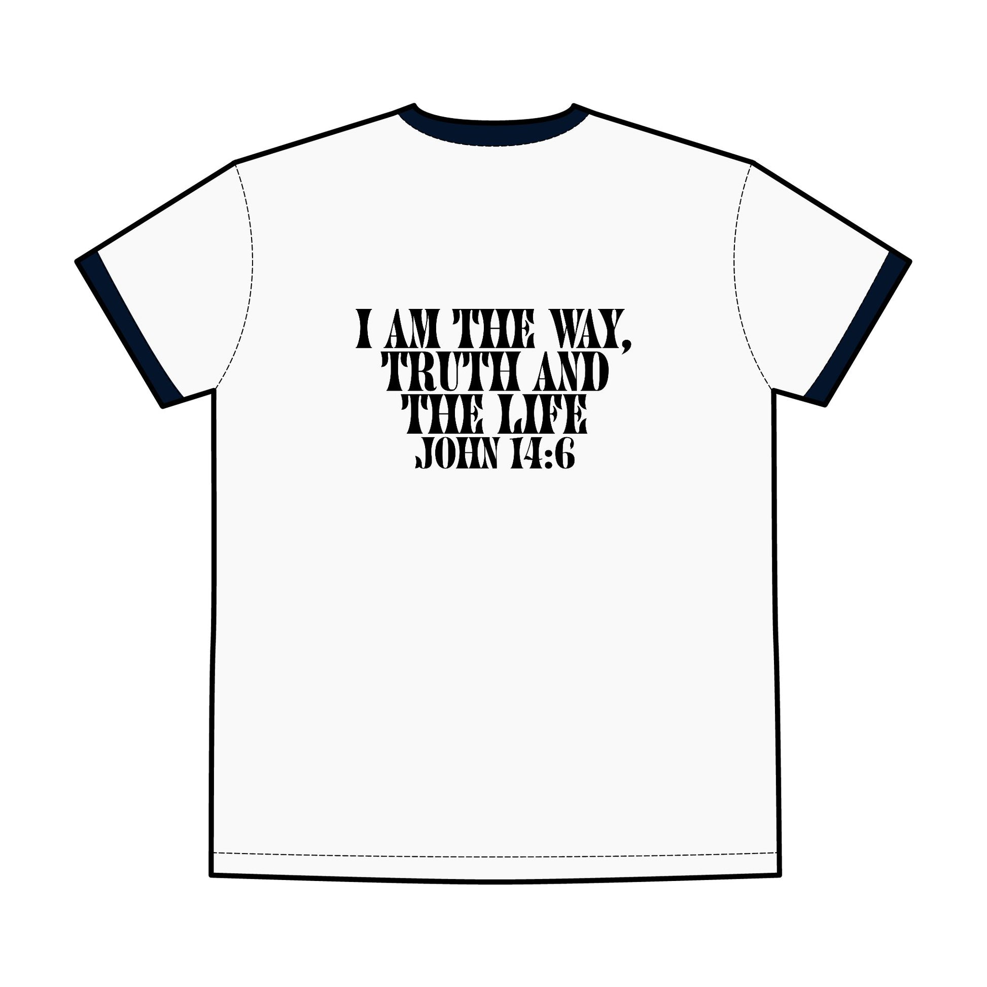 I Am The Way Truth And The Life Scripture Graphic T-Shirt, Bible Verse John 14:6, Christian Men's Staple Ringer Tee, Apparel