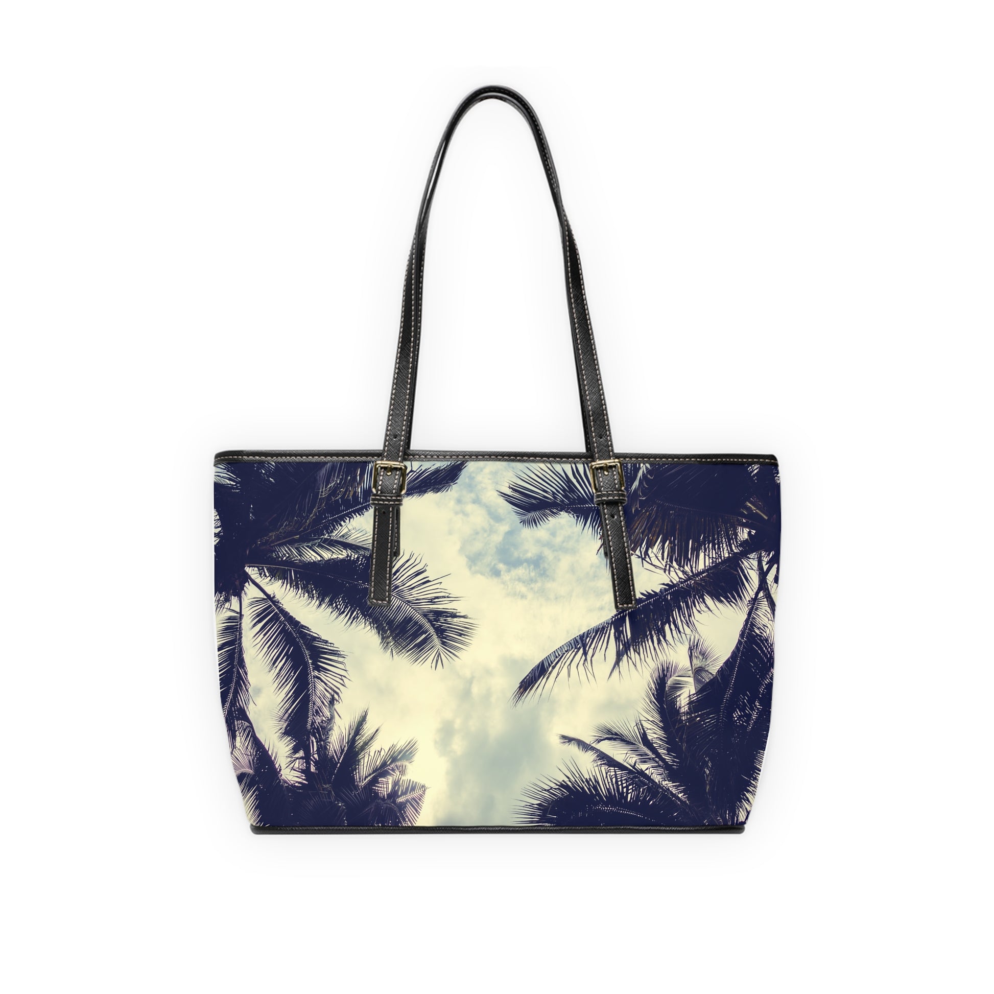 Tropical PU Leather Shoulder Bag, Summer Tote, Vacation Purse, Beach Accessory, Palm Tree Handbag, Stylish Everyday Bag