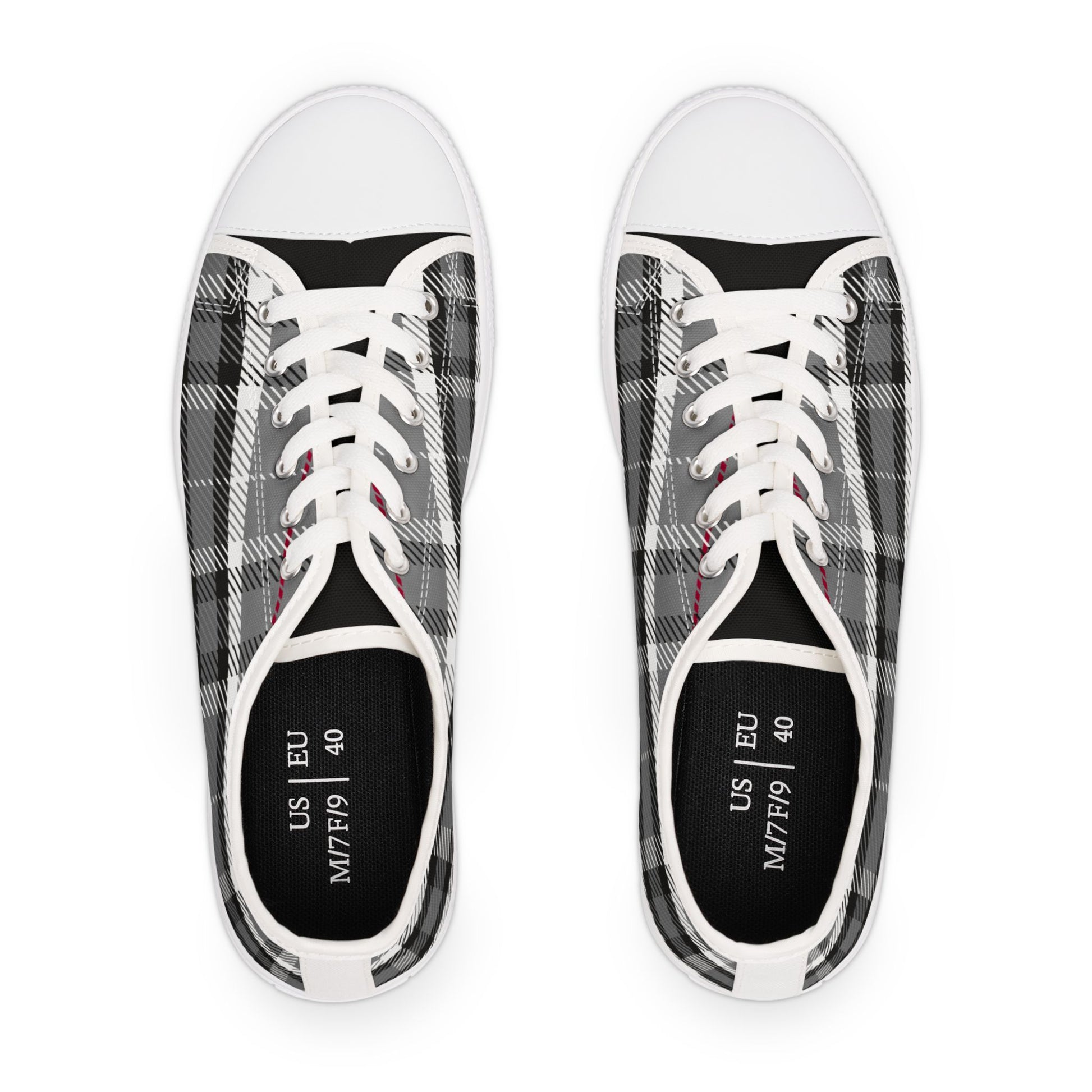 One Of A Kind Women's Chic Black and White Plaid Low Top Sneakers for Women, Casual Wear Shoes, Boho Style Footwear, Perfect for Spring Outings, Retro Sneaker TrendsPlaid Womens Low Top Sneakers Stylish Comfort for Casual Outings. Limited stock available.