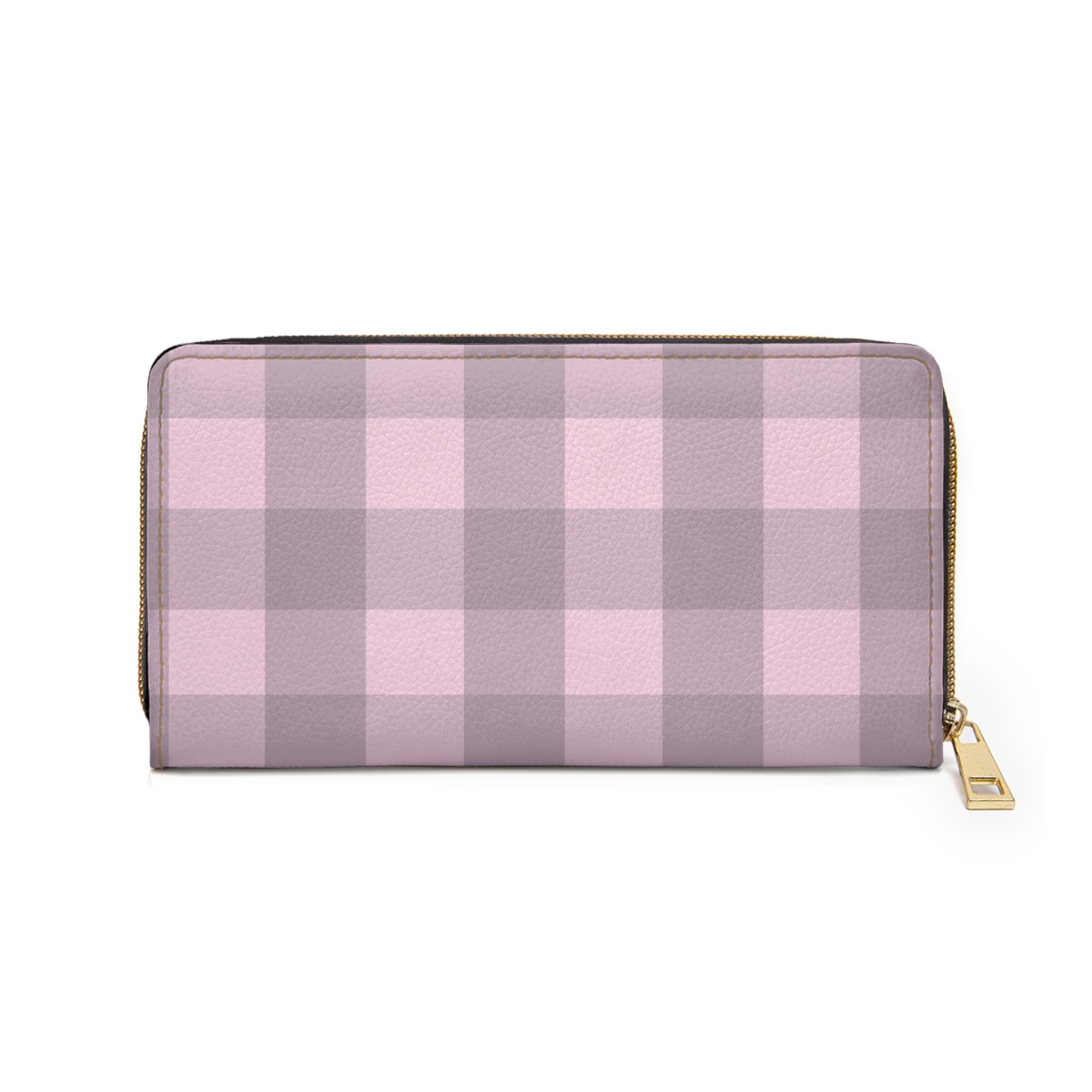 Chic Pink Plaid Zipper Wallet, Women's Accessories, Cute Organizer, Birthday Gift, Everyday Use, Stylish Purse