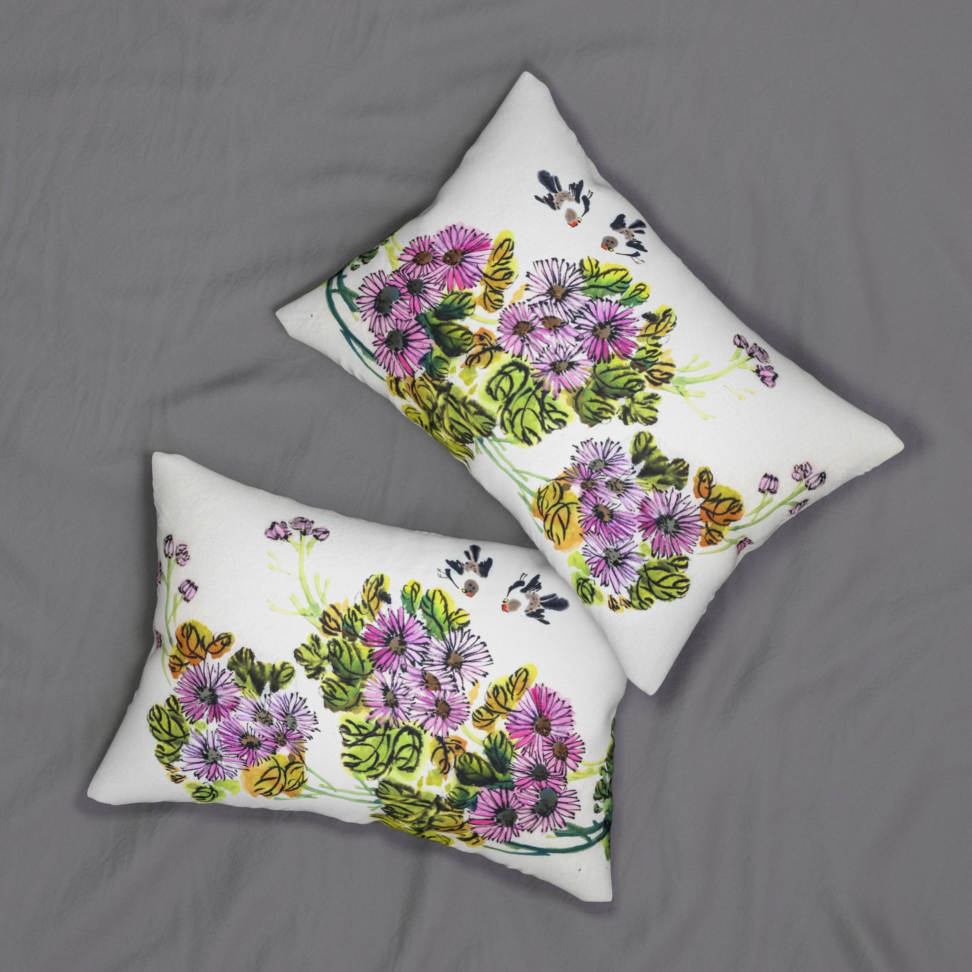 Botanical Lumbar Pillow, Flower Cushion, Home Decor, Nature Themed Gift, Floral Throw Pillow, Living Room Accent