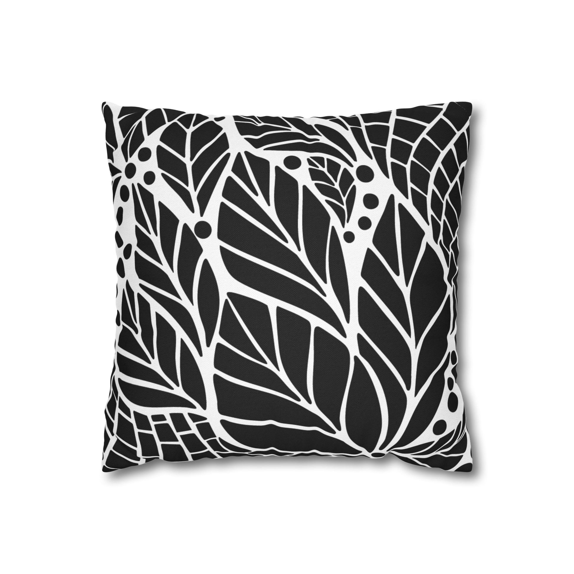 Botanical Leaf Pattern Pillowcase - Cozy Home Decor, Modern Black and White Cushion Cover, Gift for Plant Lovers, Bedroom Accent, Minimalist