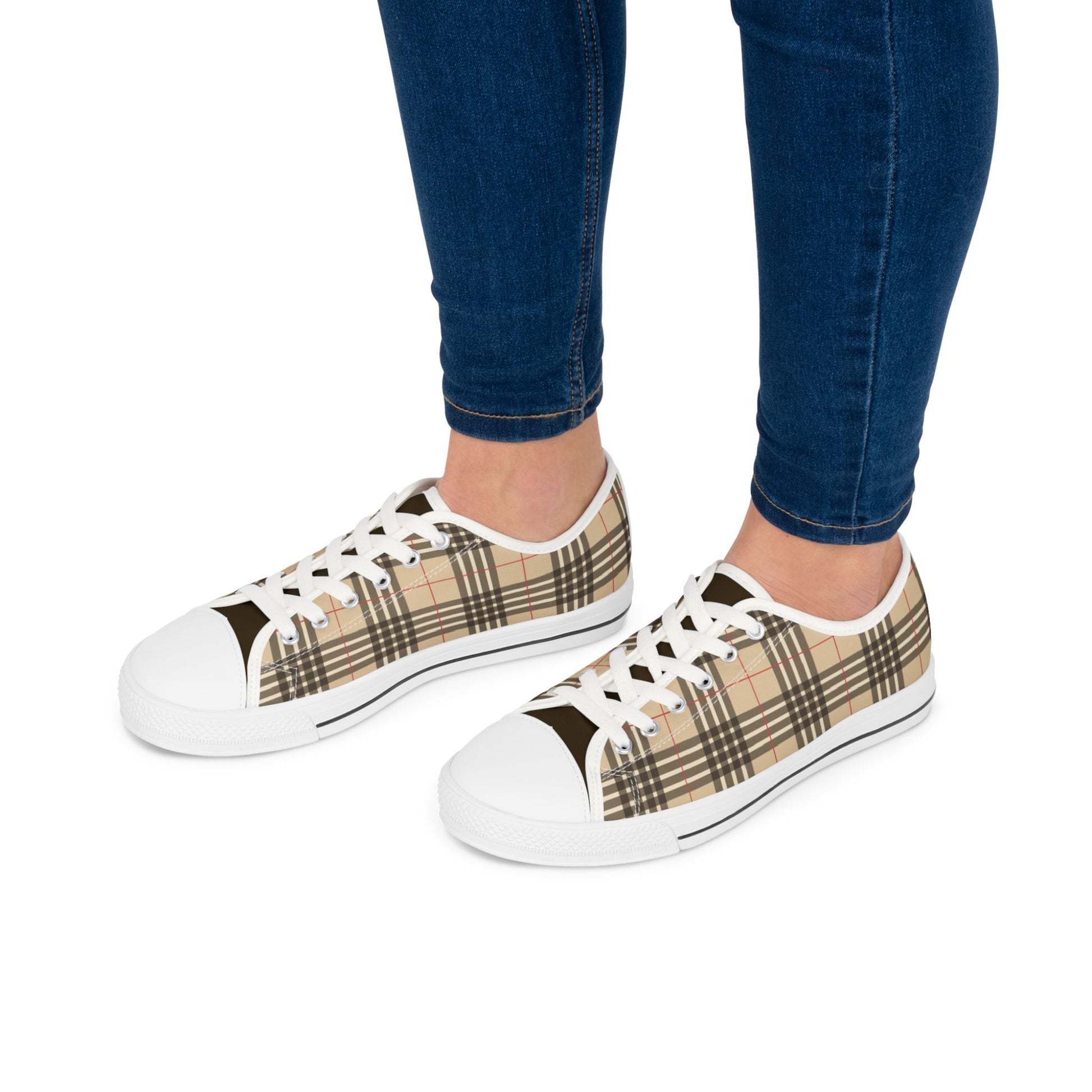 Stylish Women's Low Top Sneakers with Classic Plaid Design Women's Designer Soft Plaid Low Top Sneakers Womens Converse Sneakers Sneakers For Women Low Top Sneakers Canvas Lace Up Girls Ladies Flat. Limited stock available.