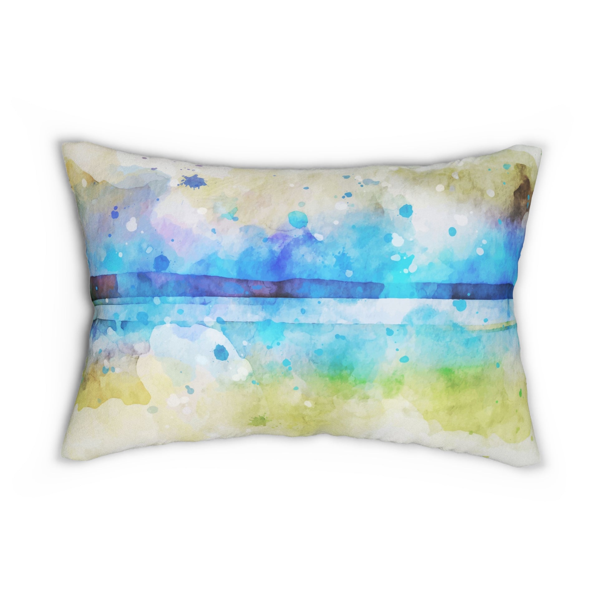 Watercolor Beach Lumbar Pillow, Coastal Decor, Throw Pillow for Living Room, Beach House Gift, Ocean Vibes
