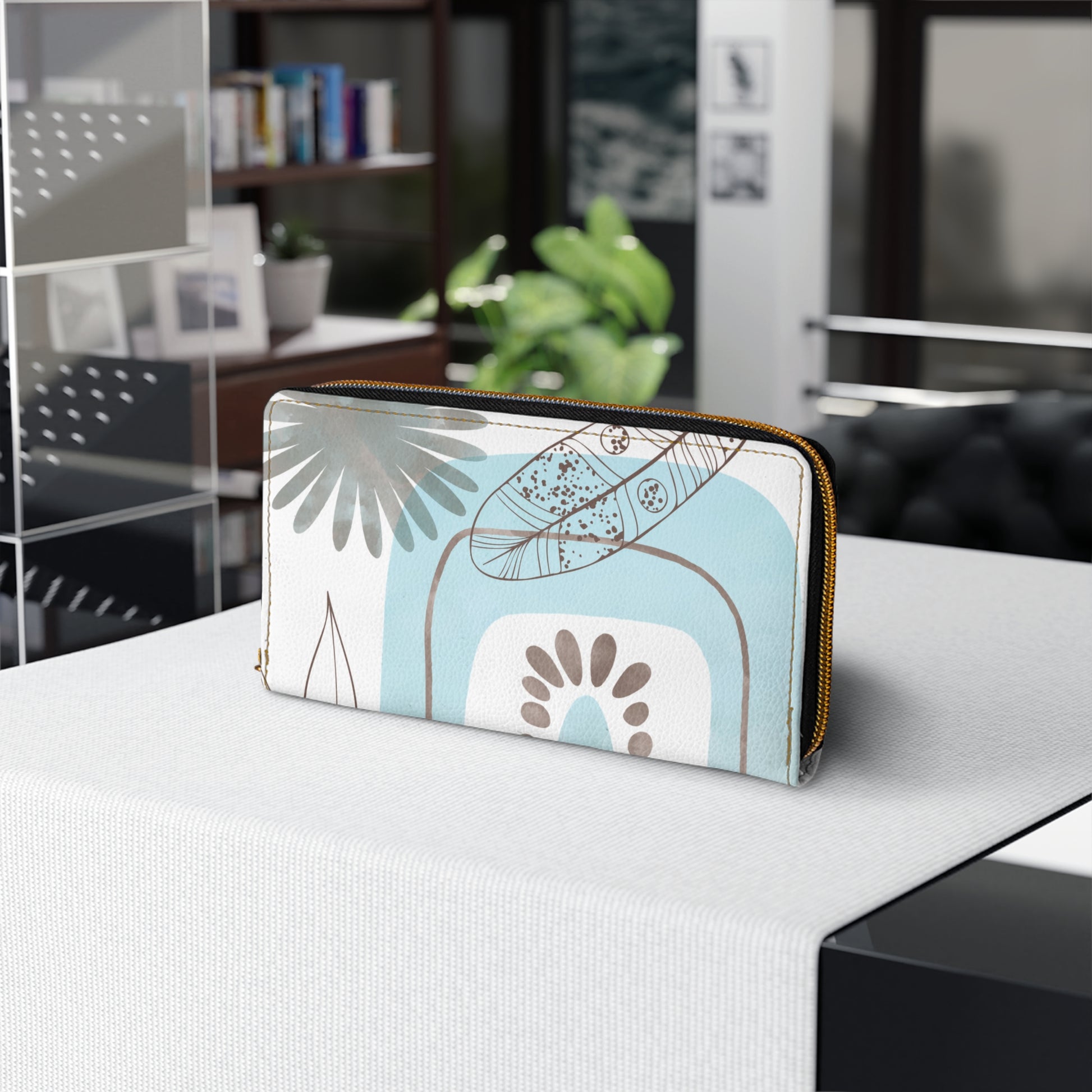 Mod Elegant Abstract Pattern Zipper Wallet, Modern Clutch for Women, Stylish Purse, Gift for Her, Minimalist Accessory