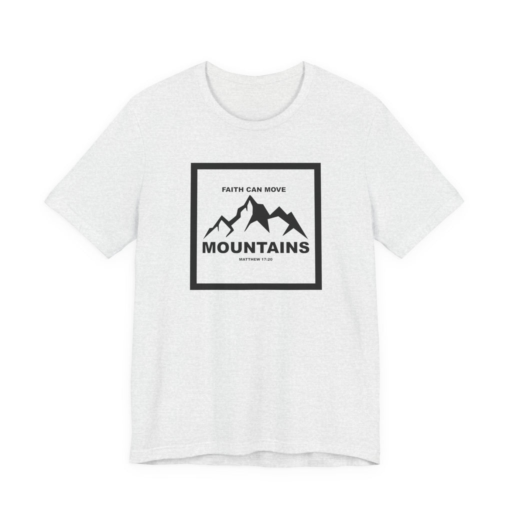 Christian Shirt Bible Verse T-Shirt Religious Outfit Jesus Shirt Inspirational Mountain Graphic Tee  Scripture Bible Verse "Faith Can Move Mountains" Tee For Her Him Gift