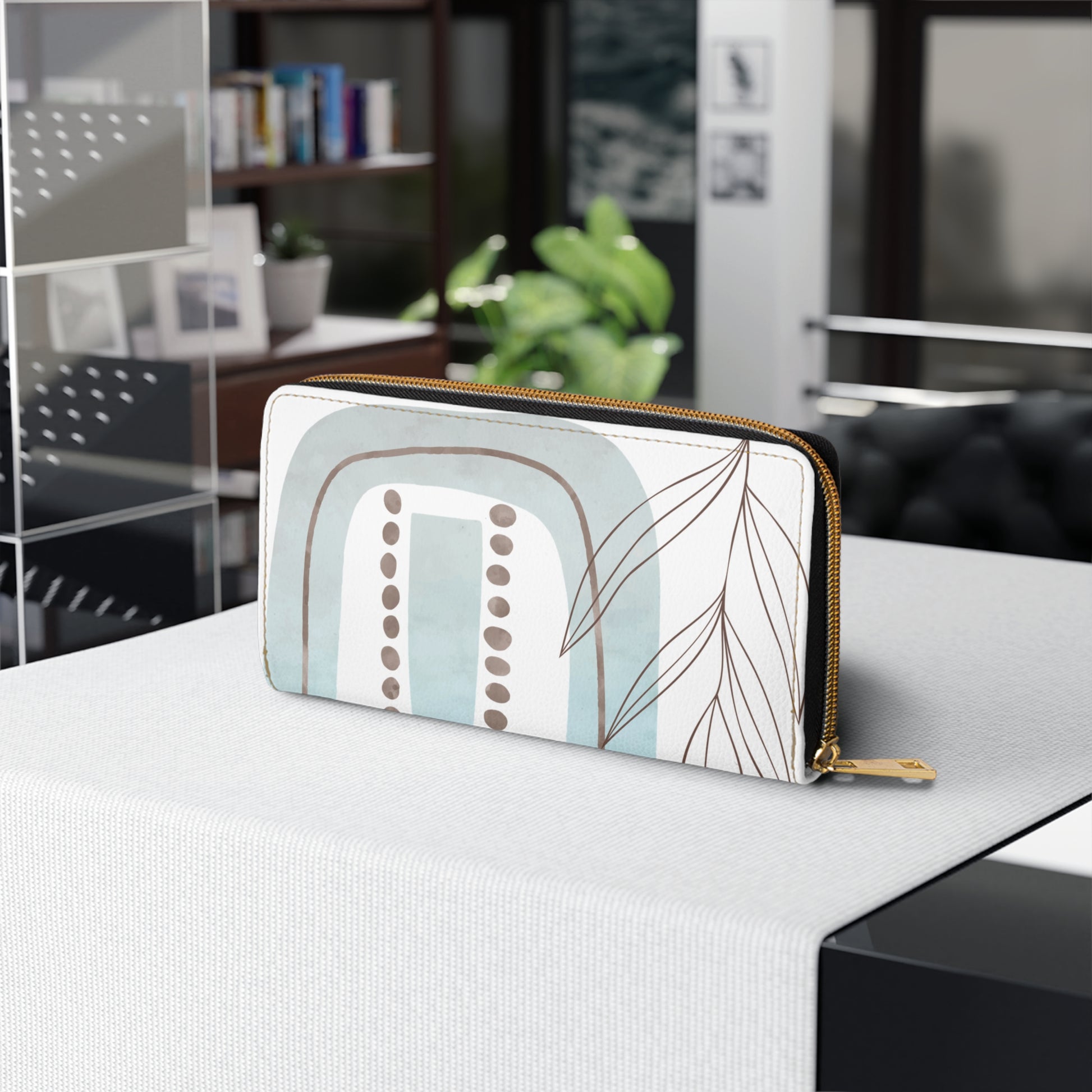 Mod Elegant Abstract Pattern Zipper Wallet, Modern Clutch for Women, Stylish Purse, Gift for Her, Minimalist Accessory