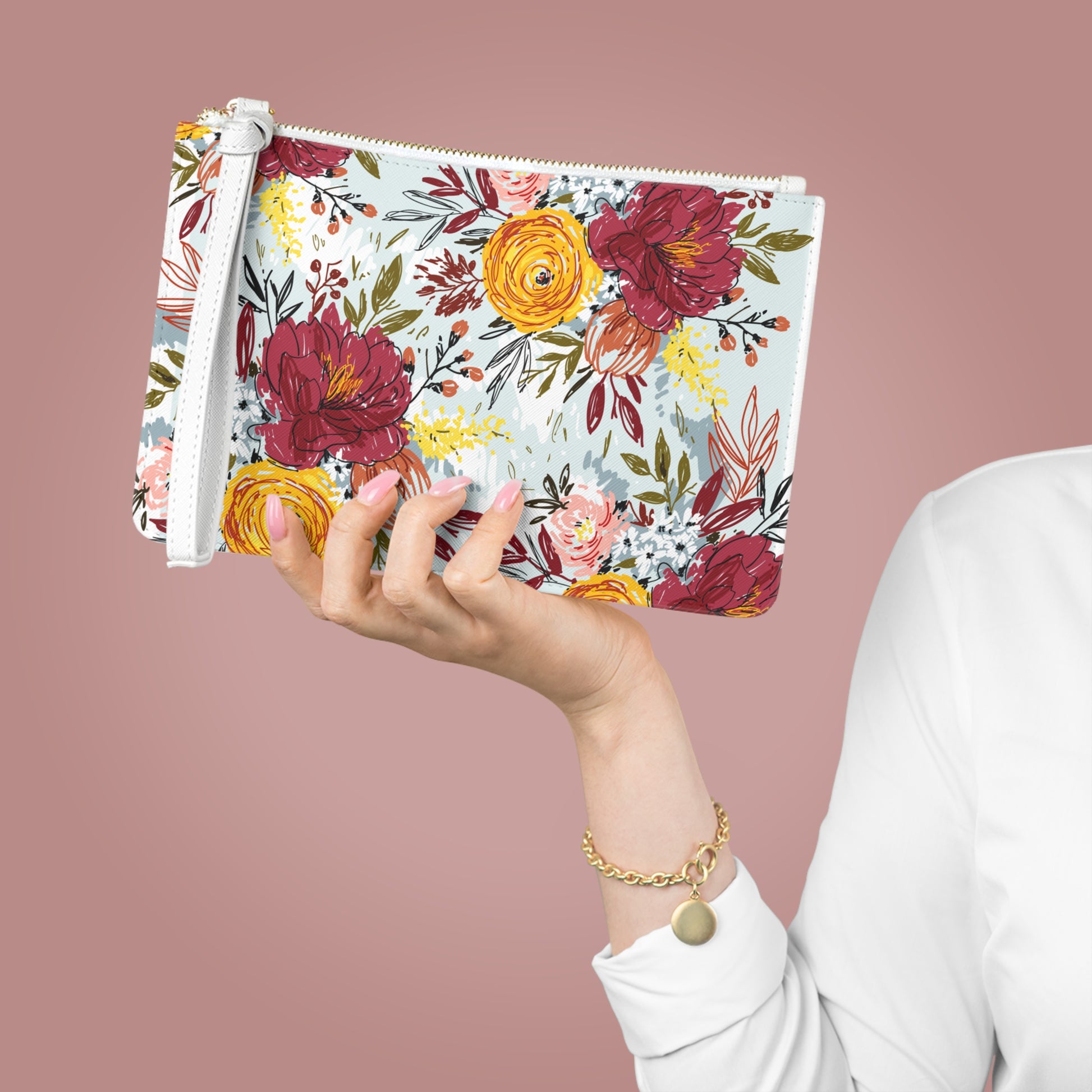 Spring Floral Clutch Bag Chic Accessory for Every Occasion Floral Zipper Wallet Elegant Flower Wallet, Women's Gift, Travel Wallet, Organizer Floral Print Accessory