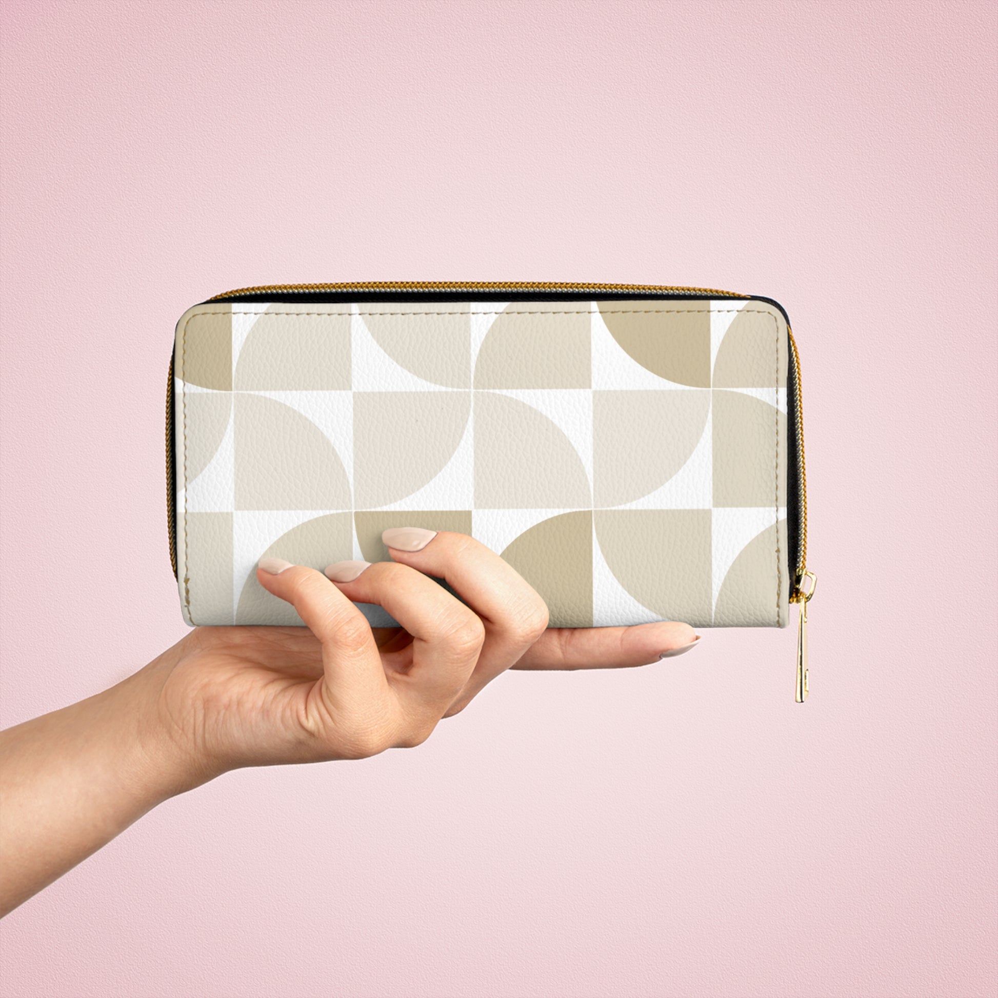 Modern Geometric Zipper Wallet, Stylish Organizer, Gift for Her, Chic Clutch, Essential Travel Accessory Minimalist Design